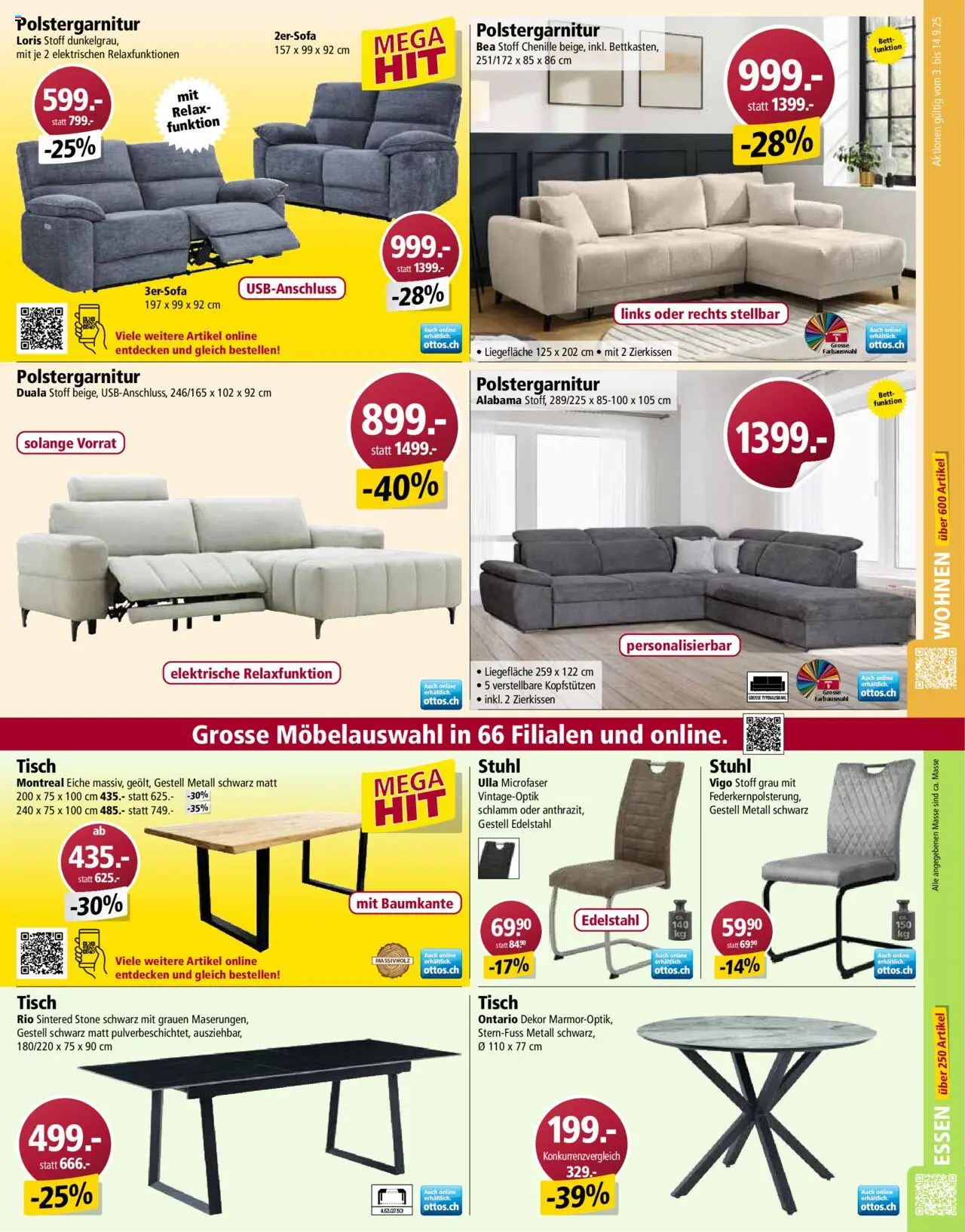 Otto's Aktionen ab 26.08.2025 | Seite: 9 | Produkte: Tisch, Stuhl, Bett