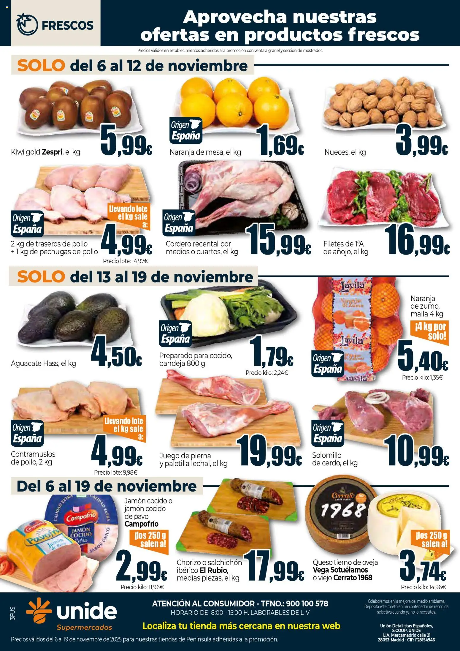 Unide - Comprometidos con tu ahorro Supermercados  │ válido desde el 06.11.2025 | Página: 4 | Productos: Medias, Queso, Jamón, Φίλτρο καφέ