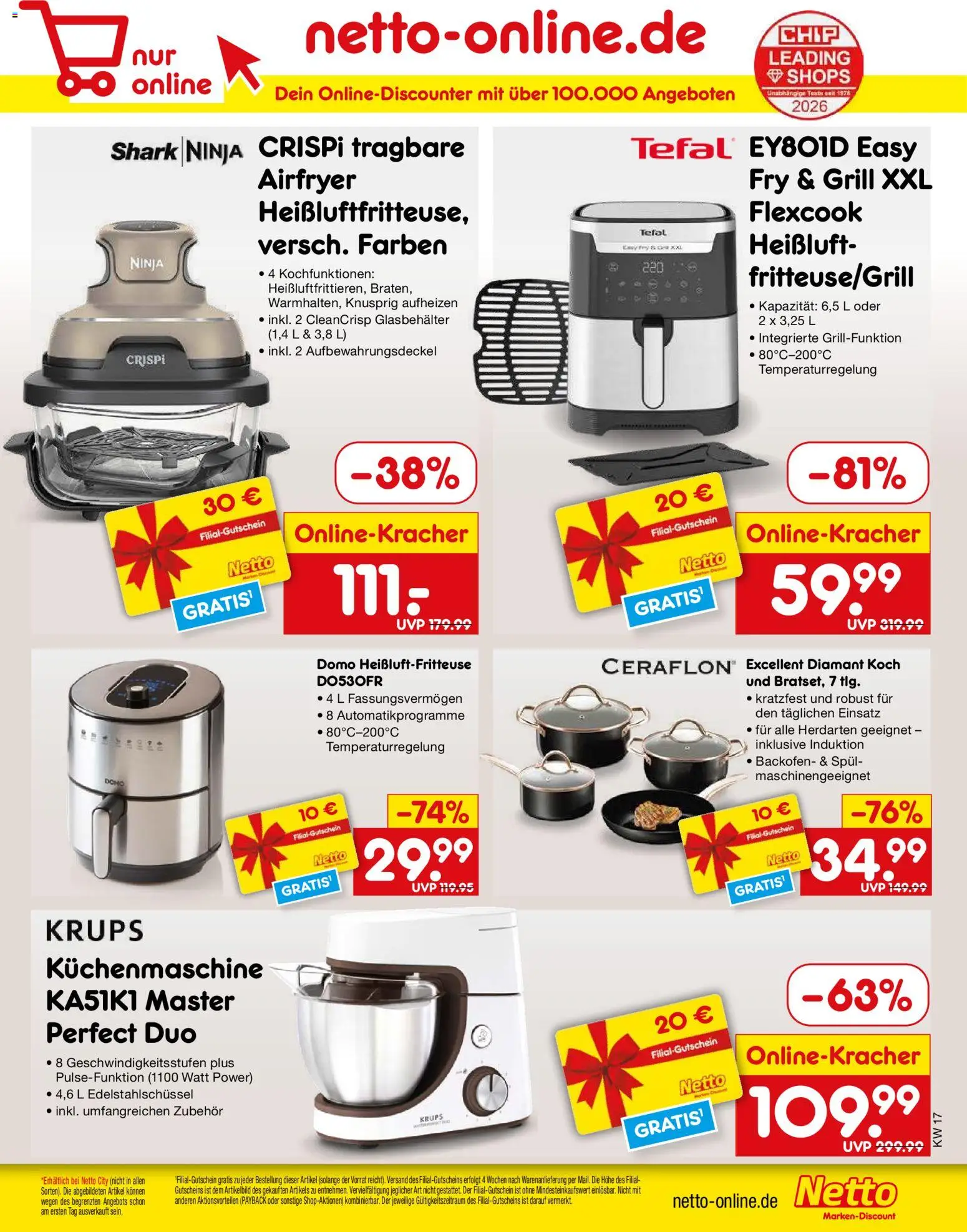 Netto Marken-Discount Starke Deals – gültig ab 21.04.2026 | Seite: 4 | Produkte: Krups, Grill, Backofen, Heißluftfritteuse