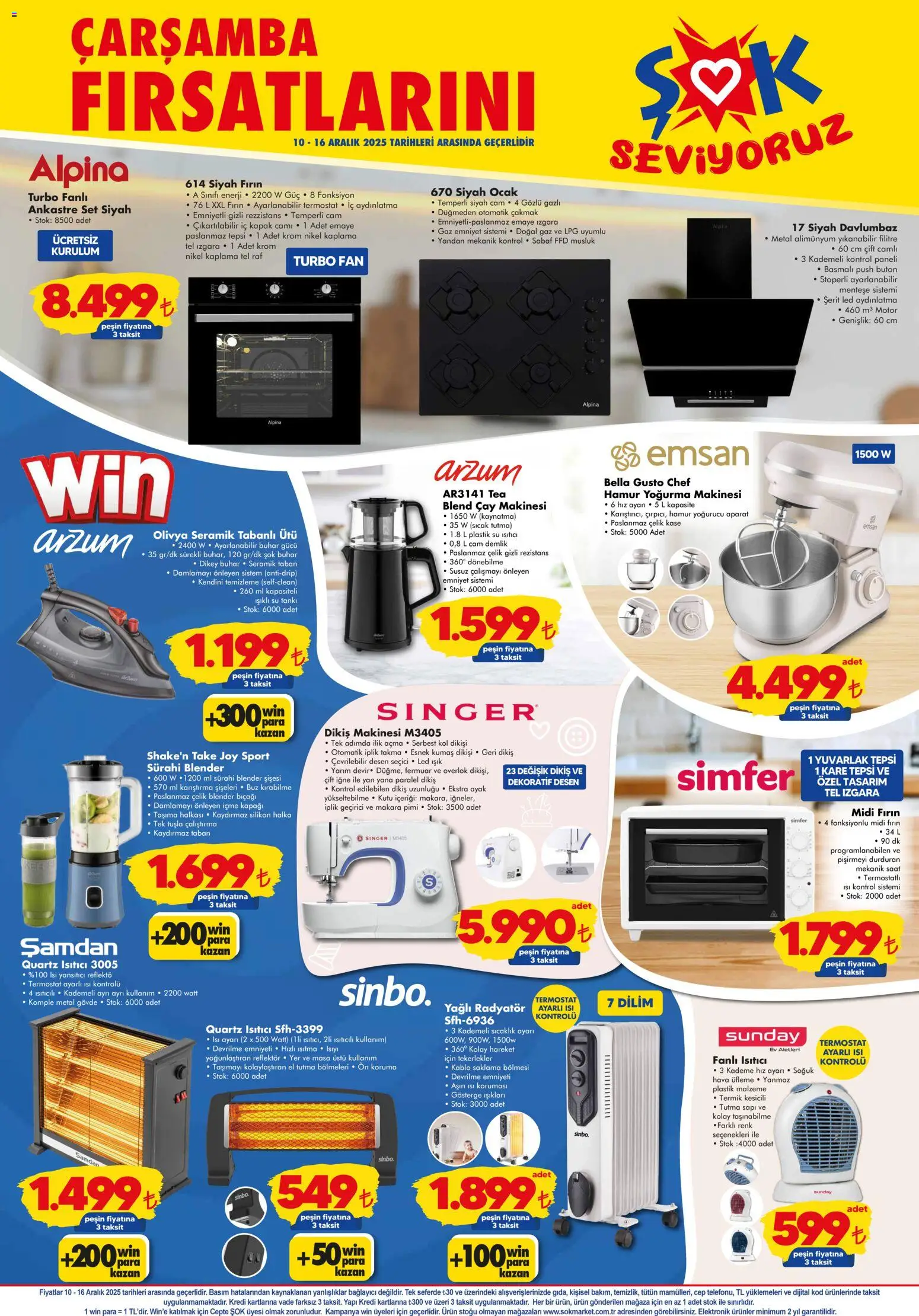 Şok Market Katalog - 10.12.2025 tarihinden itibaren geçerlidir | Sayfa: 7 | Ürünler: Dikiş makinesi, Davlumbaz, Su, Ütü