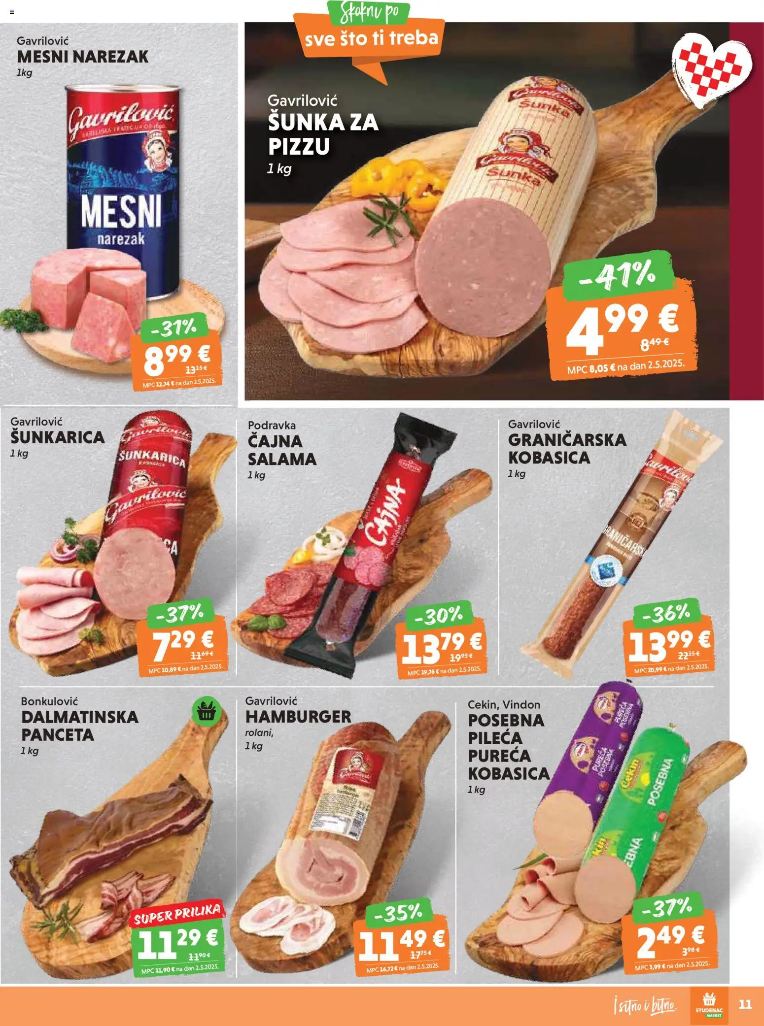 Studenac katalog | vrijedi od 19.11.2025 | Stranica: 11 | Proizvodi: Šunka, Narezak, Kobasica, Panceta