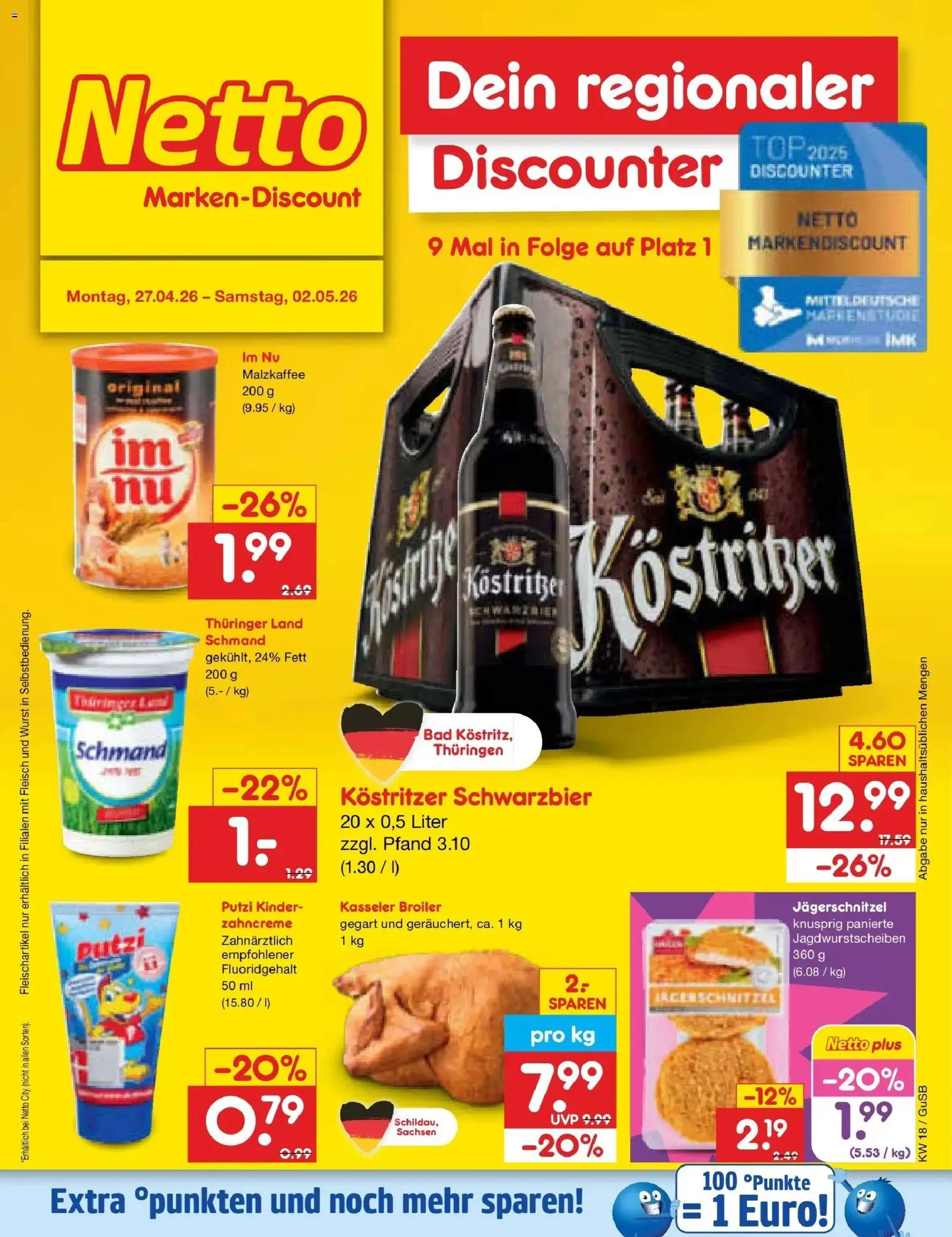 Netto Marken-Discount Prospekt Machern	 – gültig ab 27.04.2026 | Seite: 32 | Produkte: Kostritzer, Bad, Wurst, Fleisch
