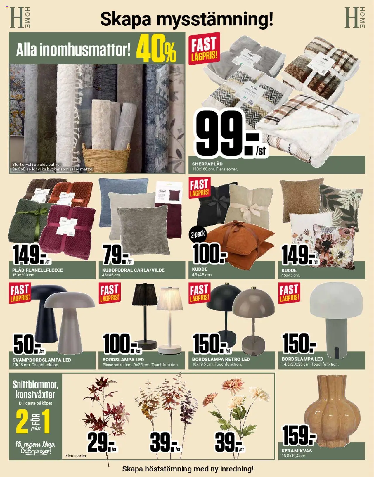 ÖoB reklamblad aktuell från 08.09.2025 | Sida: 11 | Produkter: Bordslampa, Pläd, Kudde