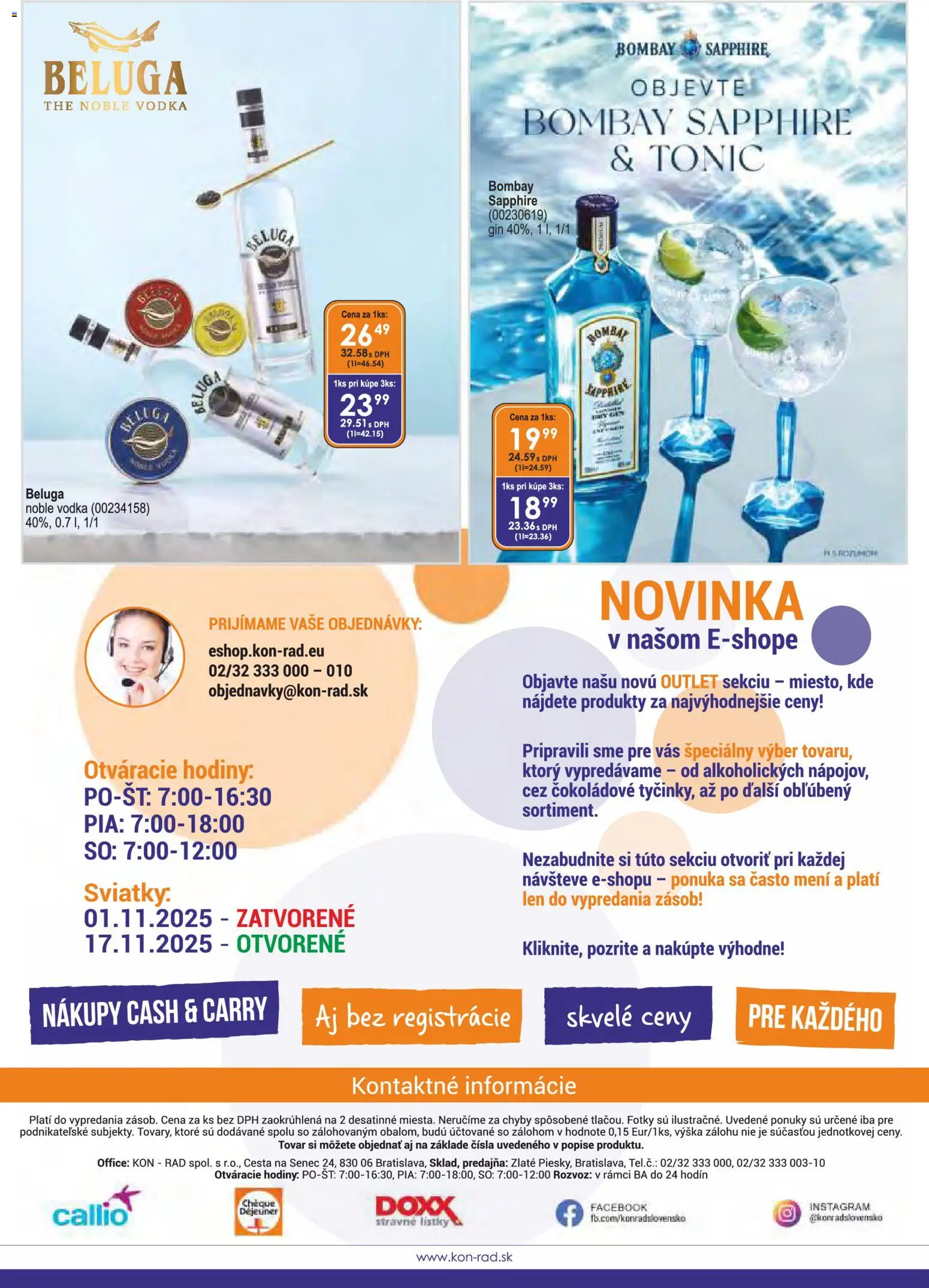 Nové KON - RAD akcie – leták je platný od 01.11.2025 | Strana: 48 | Produkty: Hodiny, Gin, Vodka