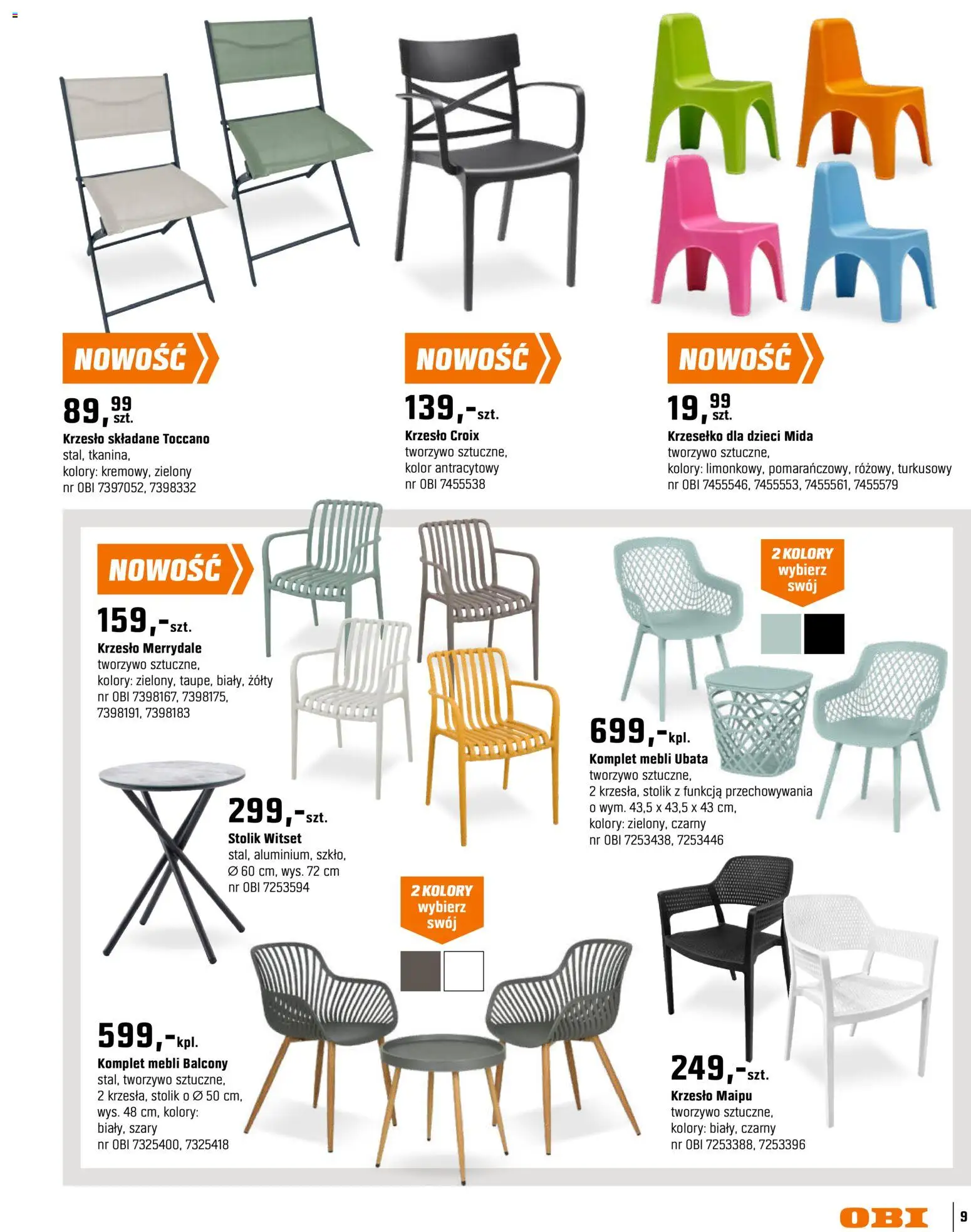 OBI gazetka - Ogród od 11.03.2026 | Strona: 9 | Produkty: Krzesło