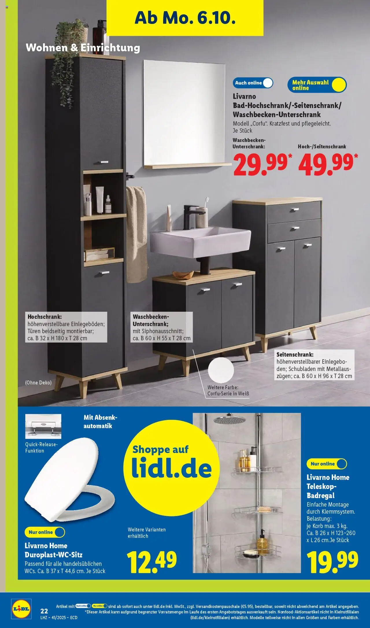 Lidl - Prospekt – gültig ab 06.10.2025 | Seite: 42 | Produkte: Korb, Badregal, Unterschrank, Hochschrank