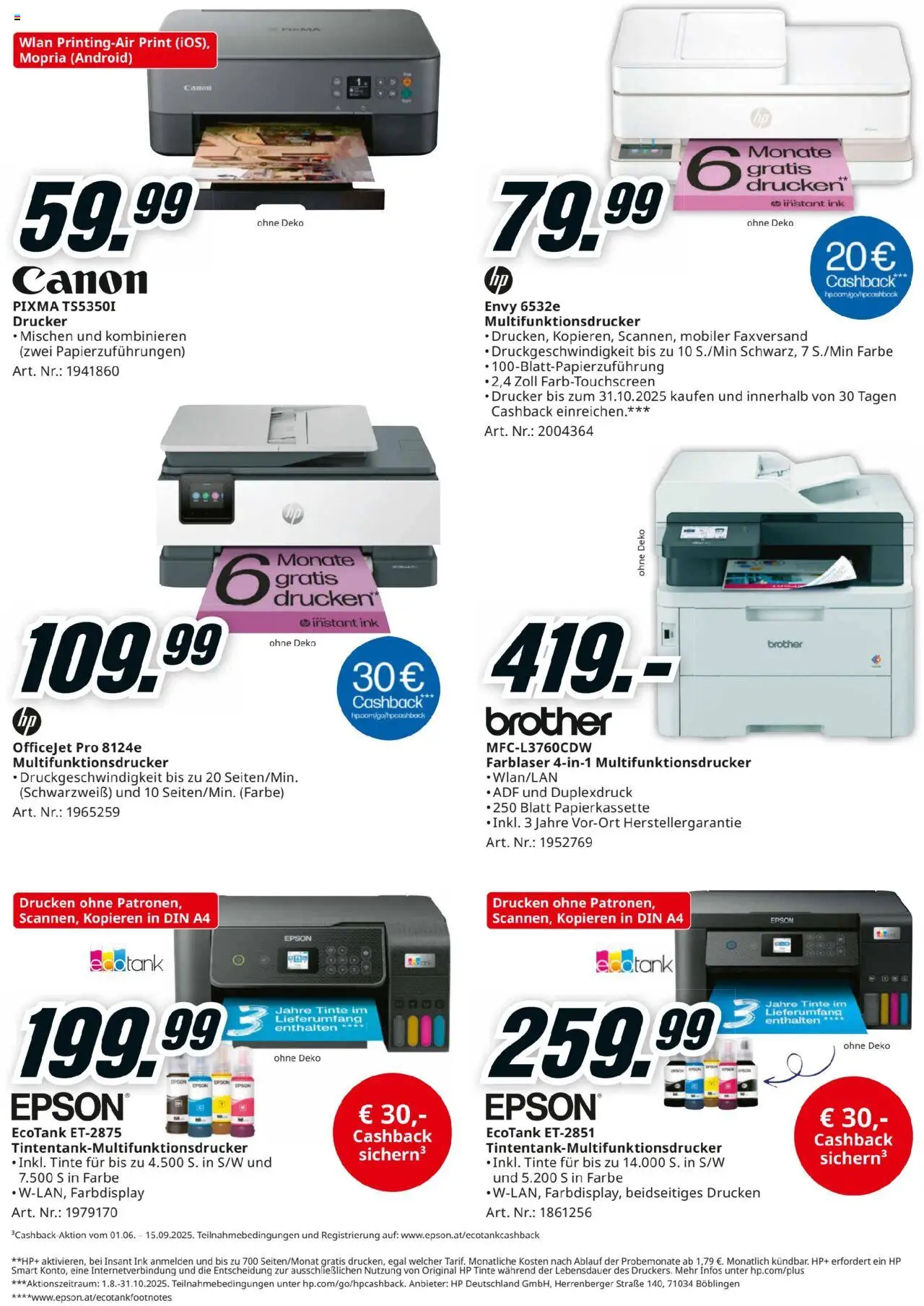 Media Markt Angebote gültig ab 24.08.2025 | Seite: 10 | Produkte: Drucker