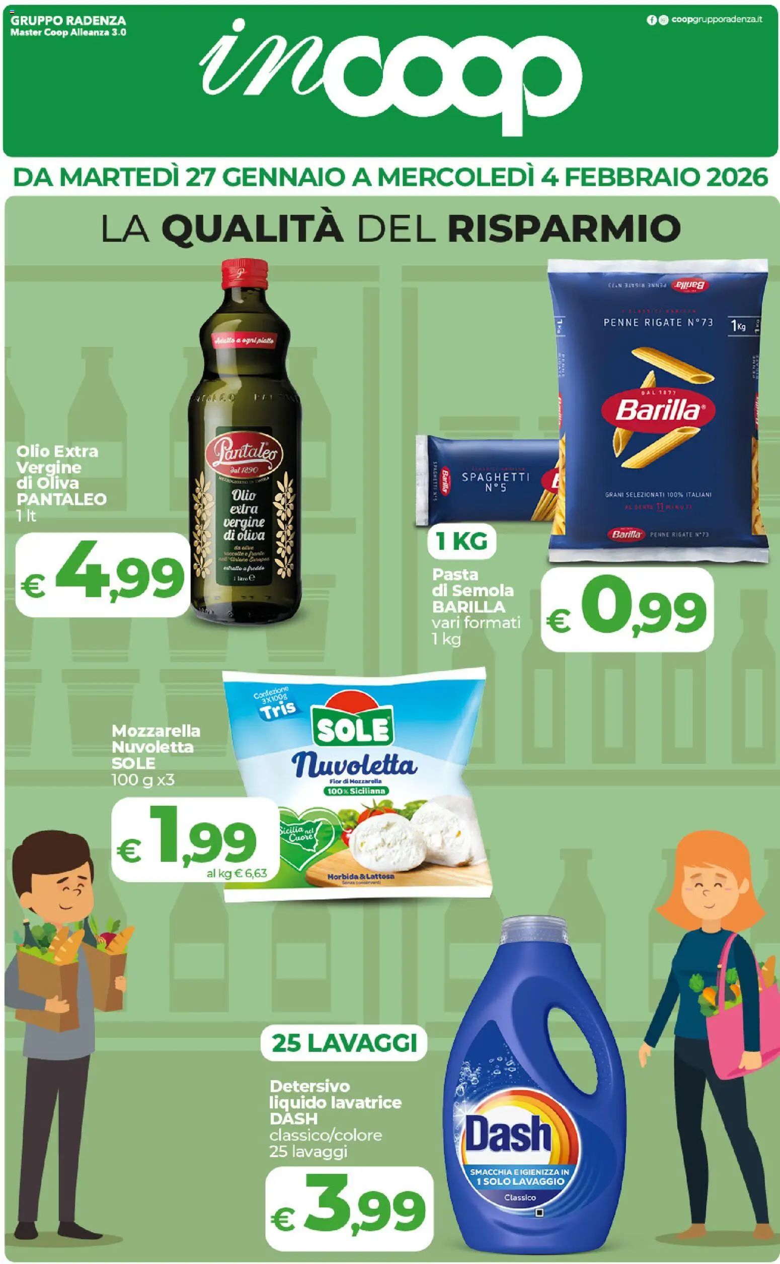Volantino COOP del 27.01.2026 | Pagina: 1 | Prodotti: Mozzarella, Olio, Pasta, Penne
