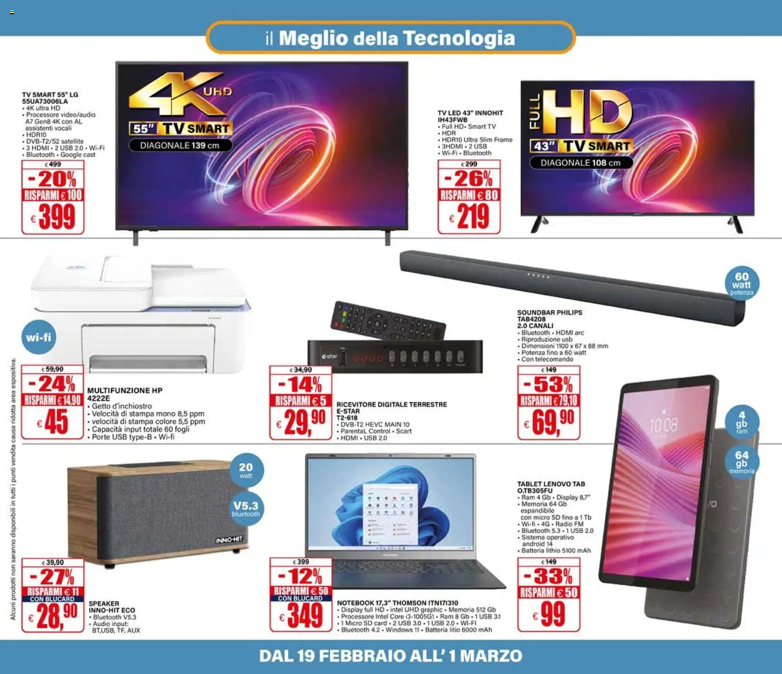 Volantino Il Gigante del 19.02.2026 | Pagina: 36 | Prodotti: smart TV, Tablet, TV, Radio