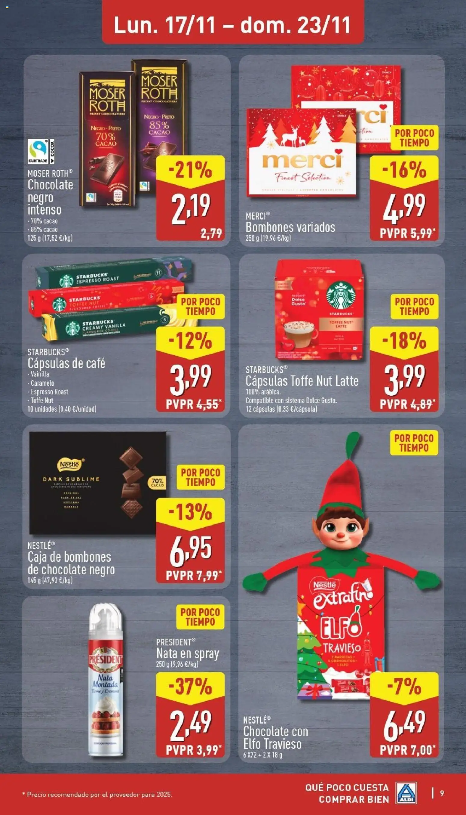 Aldi folleto Canarias │ válido desde el 17.11.2025 | Página: 9 | Productos: Café, Chocolate, Φρυγανιές σικάλεως, Caja