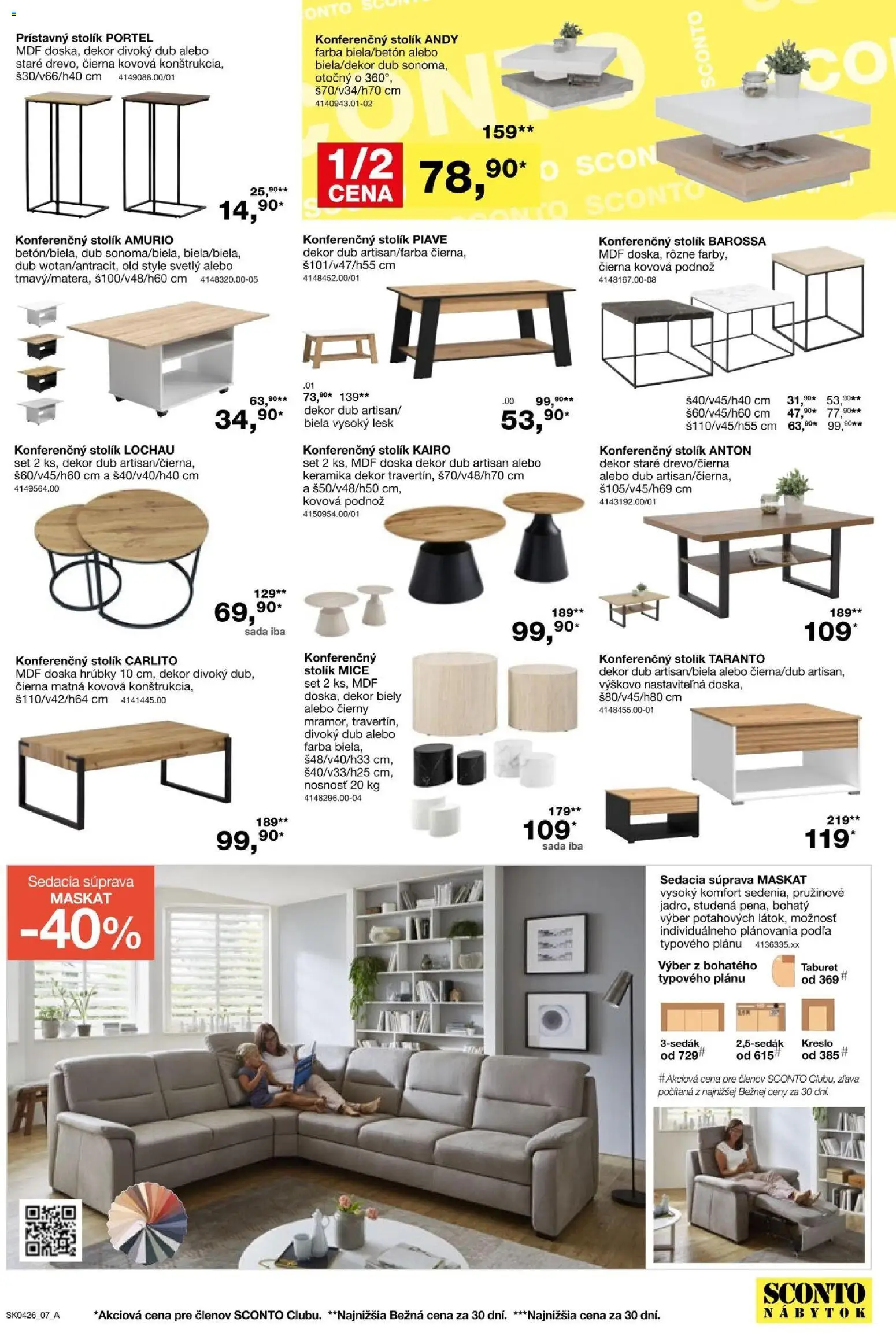 Nové Sconto nábytok akcie – leták je platný od 04.03.2026 | Strana: 7 | Produkty: Nábytok, Sedacia súprava, Taburet, Konferenčný stolík