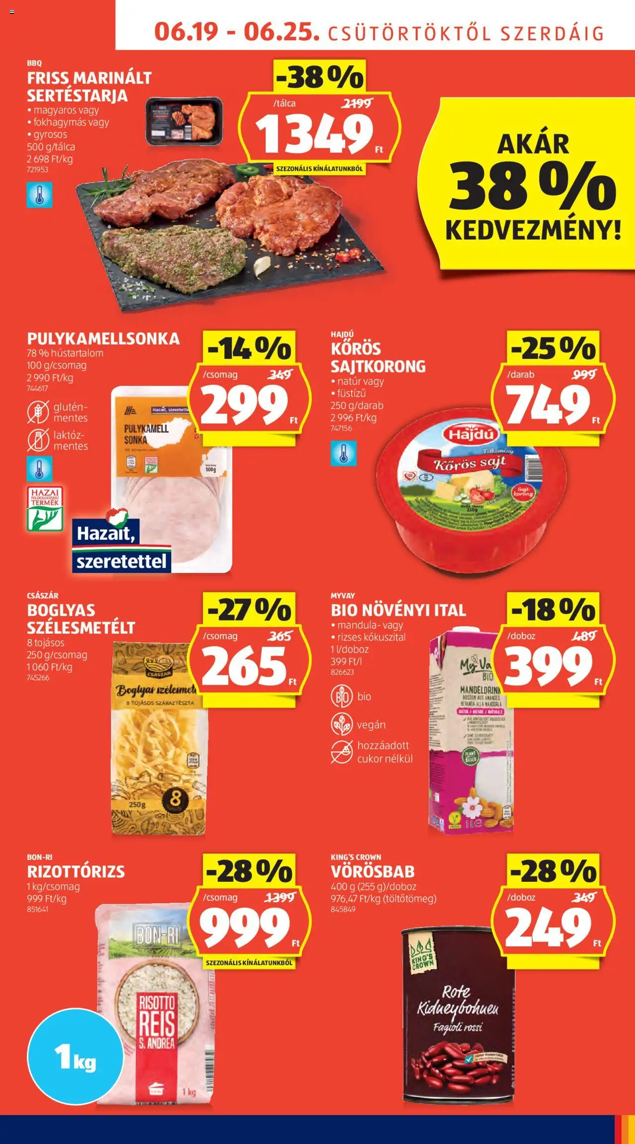 Aldi akciós ujság - amely érvényes a következő dátumtól: 19.06.2025 | Oldal: 5 | Termékek: Sertéstarja, Mandula, Sajt, Cukor