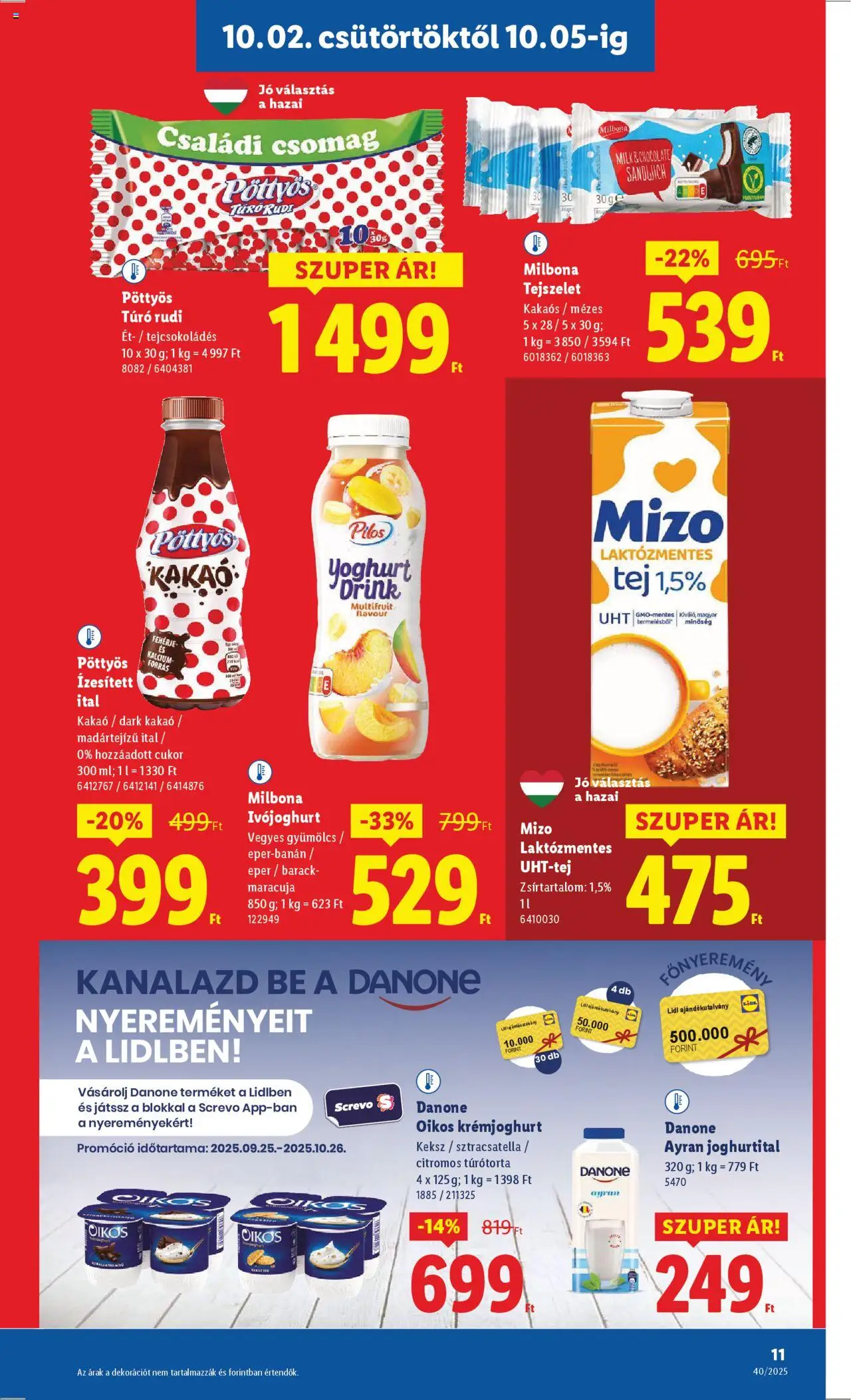 Lidl akciós ujság - amely érvényes a következő dátumtól: 02.10.2025 | Oldal: 11 | Termékek: Ayran, Eper, Túró, Keksz
