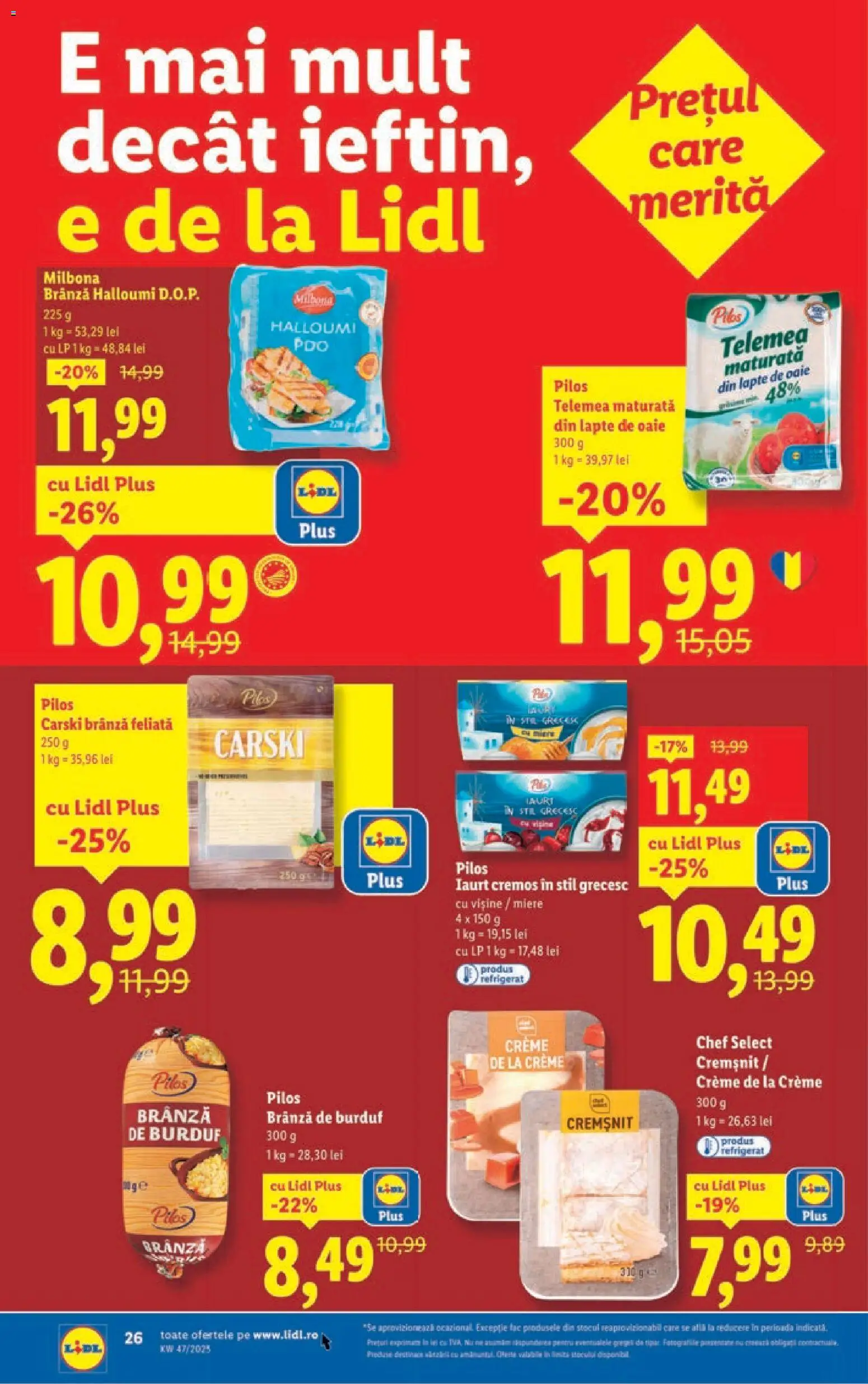 Noul catalog Lidl – valabil de la 17.11.2025 | Pagină: 26 | Produse: Toplar, Lapte, Brânză, Iaurt