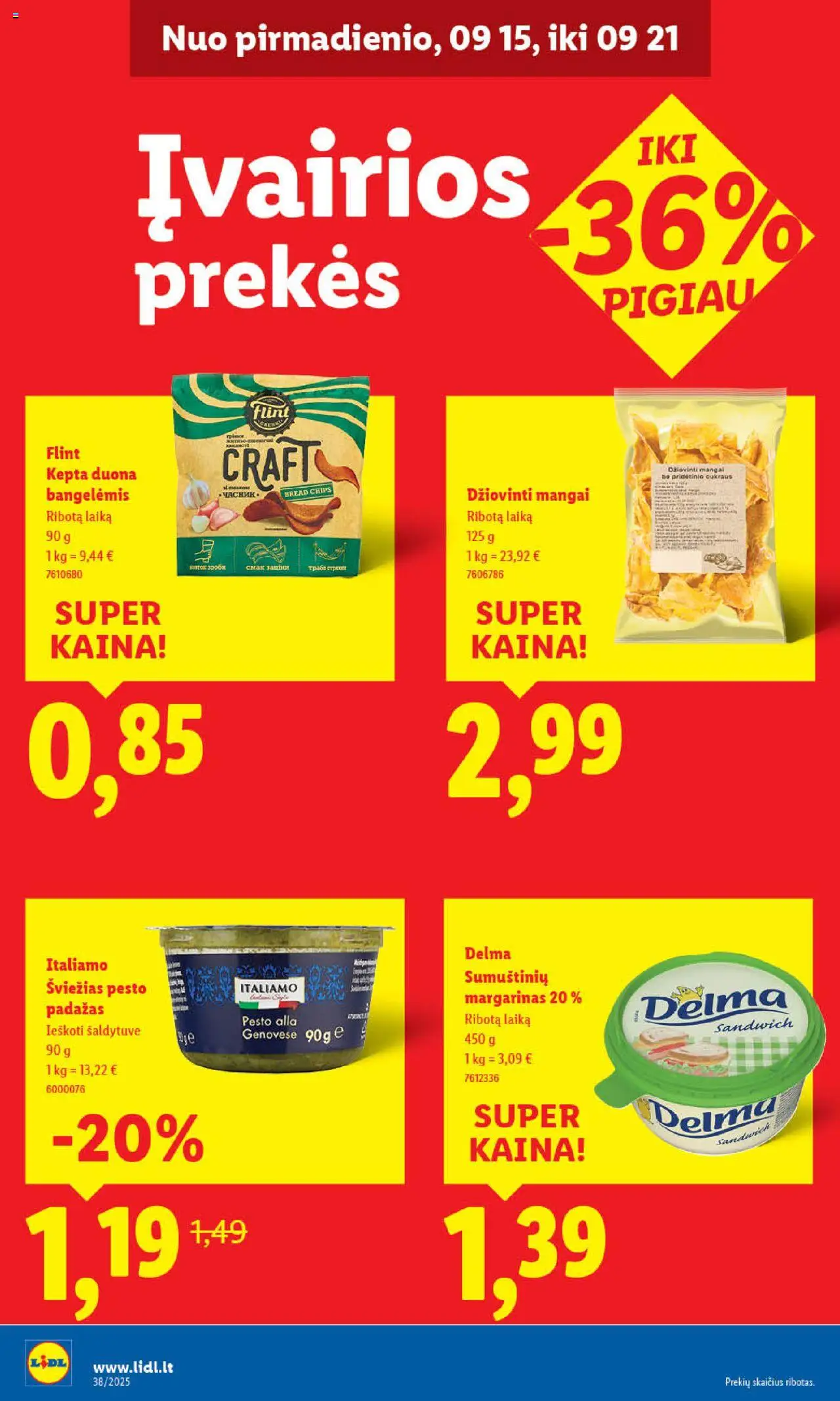 LIDL akcijos nuo 15.09.2025 | Puslapis: 32 | Prekių: Margarinas, Duona, Padažas