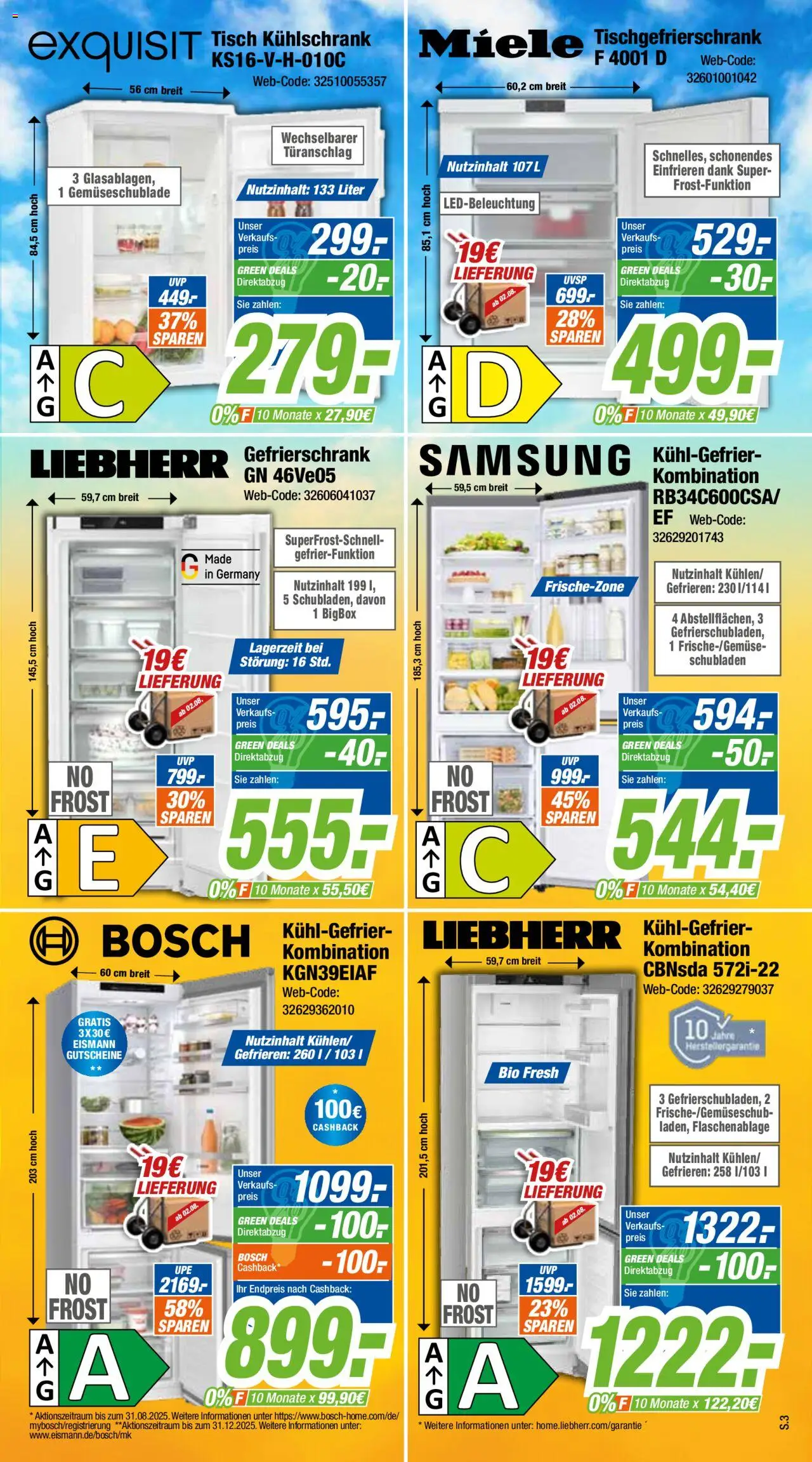 Expert Prospekt Grean Deals - gültig ab dem 01.08.2025 | Seite: 3 | Produkte: Liebherr, Gefrierschrank, Tisch, Samsung