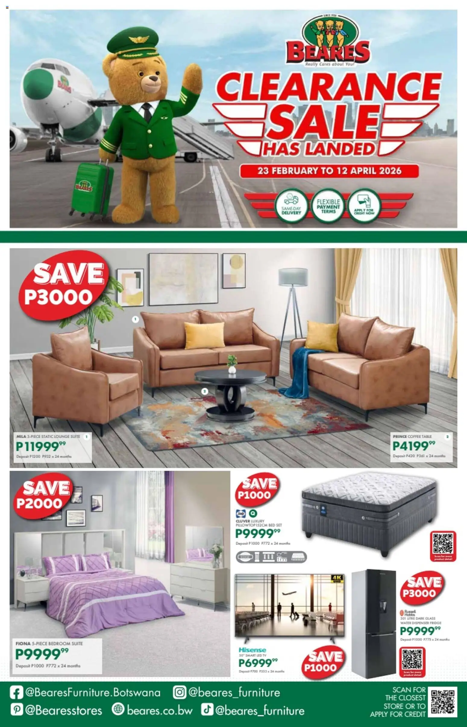 New Beares - Botswana Specials catalogue – valid from 23.02.2026 | Page: 1 | Products: TV, Coffee table, Table, Lounge suite