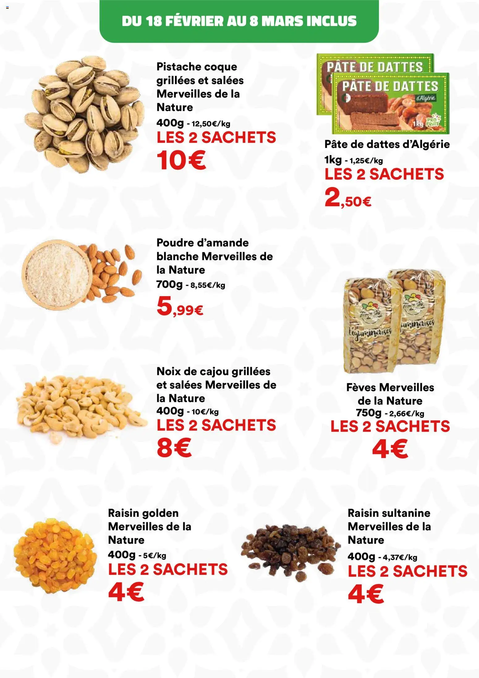 {H1} | Page: 9 | Produits: Dattes, Noix de cajou, Raisin, Noix