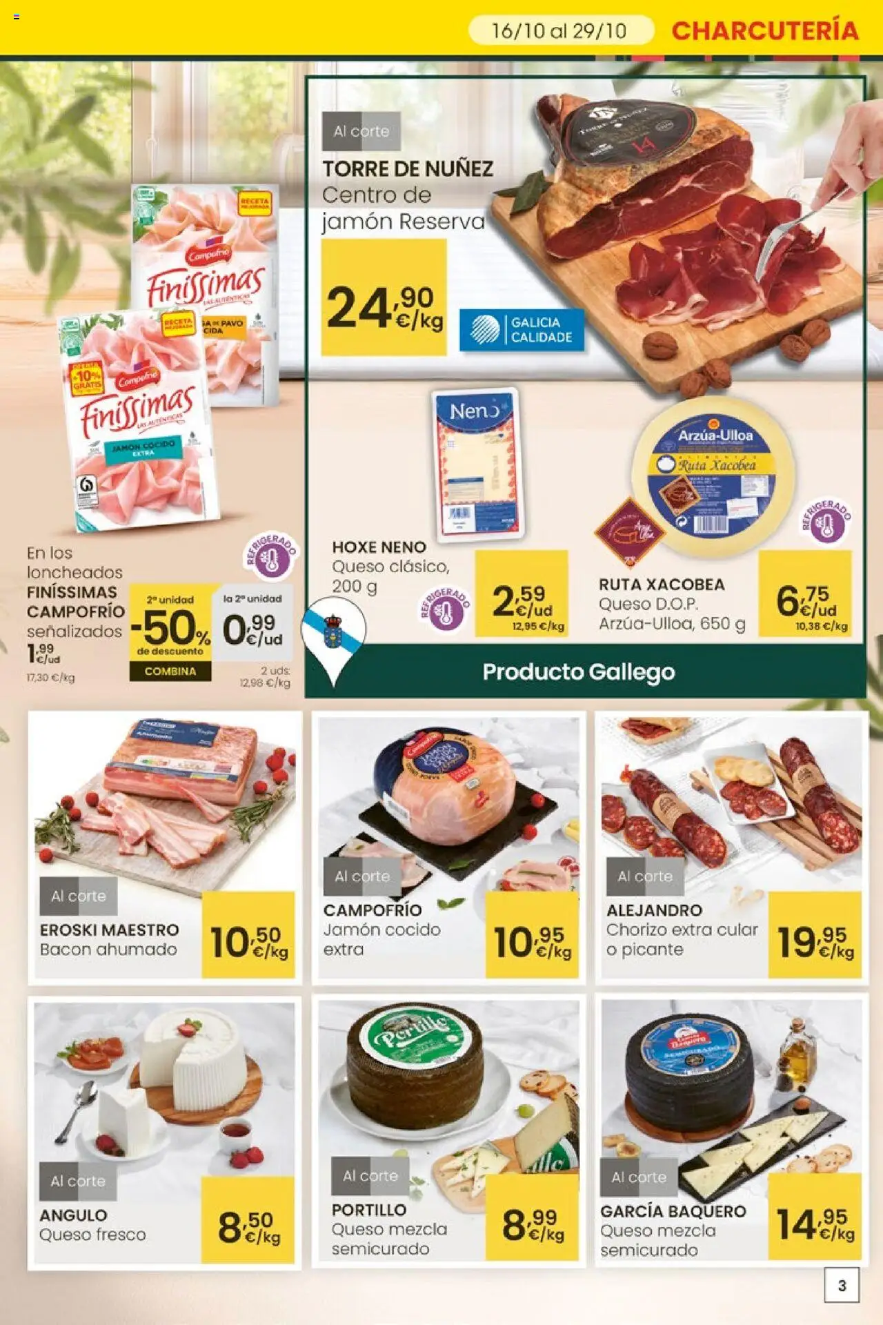 Eroski - Aliprox │ válido desde el 16.10.2025 | Página: 3 | Productos: Queso, Jamón, Jamón cocido, Queso fresco