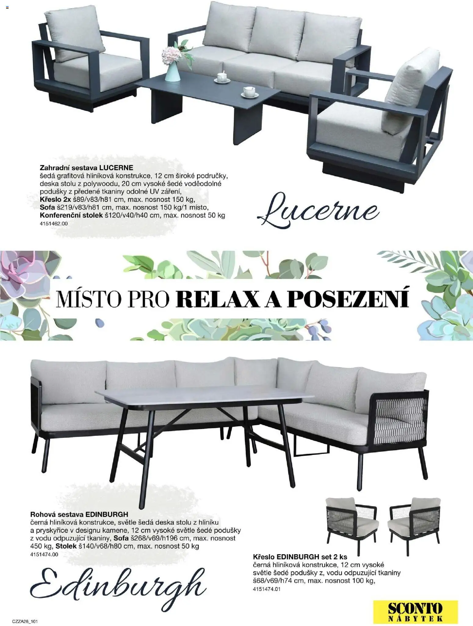 Sconto nábytek katalog - Zahradní speciál od 01.01.2026 | Strana: 101 | Produkty: Nábytek, Křeslo, Konferenční stolek, Stolek
