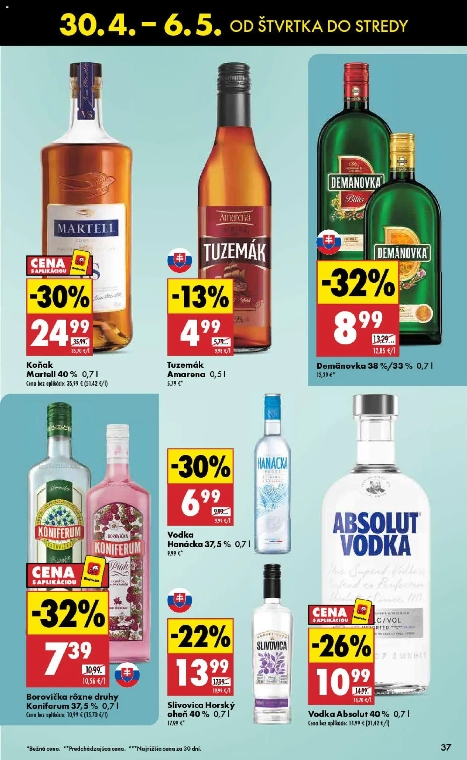 Nové Biedronka akcie – leták je platný od 30.04.2026 | Strana: 37 | Produkty: Borovička, Koniferum, Vodka, Koňak
