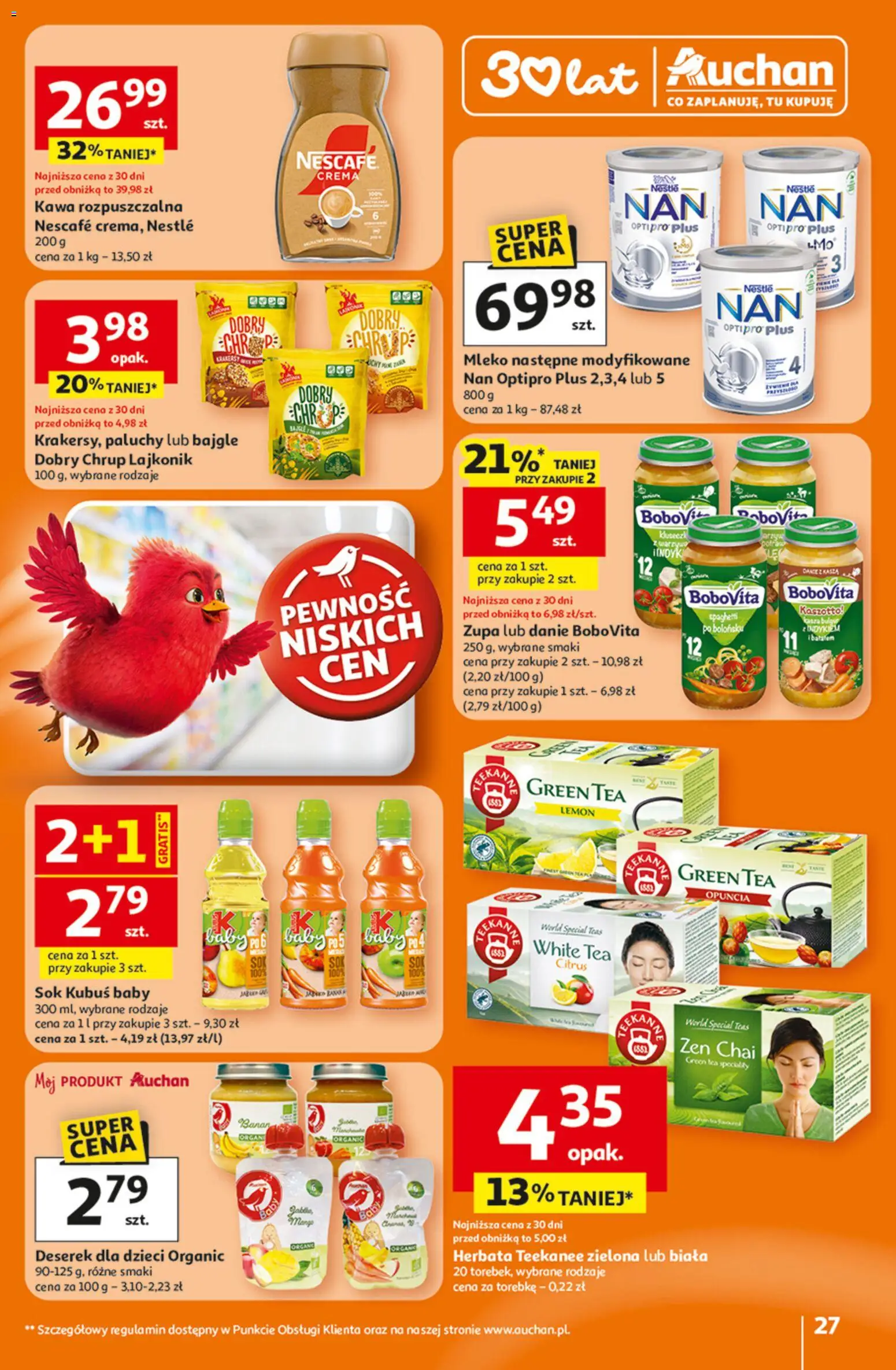Auchan Gazetka - 30 Lat Hipermarket od 15.01.2026 | Strona: 27 | Produkty: Kaszotto, Kawa rozpuszczalna, Banan, Herbata