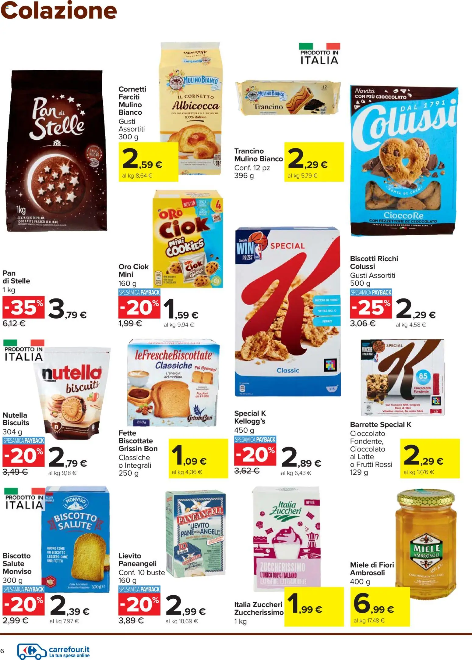 Volantino Carrefour del 27.11.2025 | Pagina: 6 | Prodotti: Cornetto, Olio, Nutella, Miele
