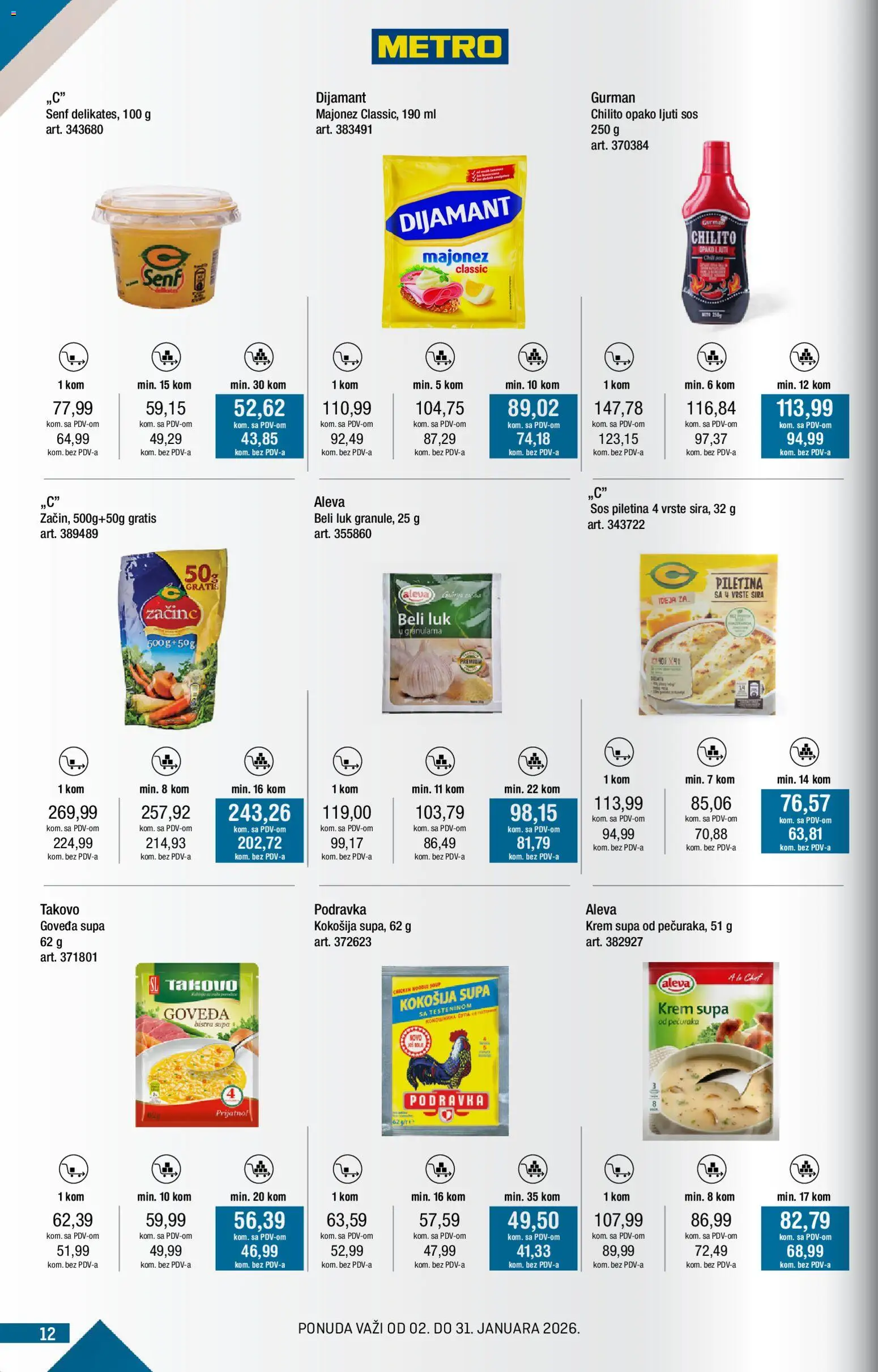 Metro katalog - važi od 02.01.2026 | Strana: 12 | Proizvode: Beli luk, Podravka, Sos, Piletina