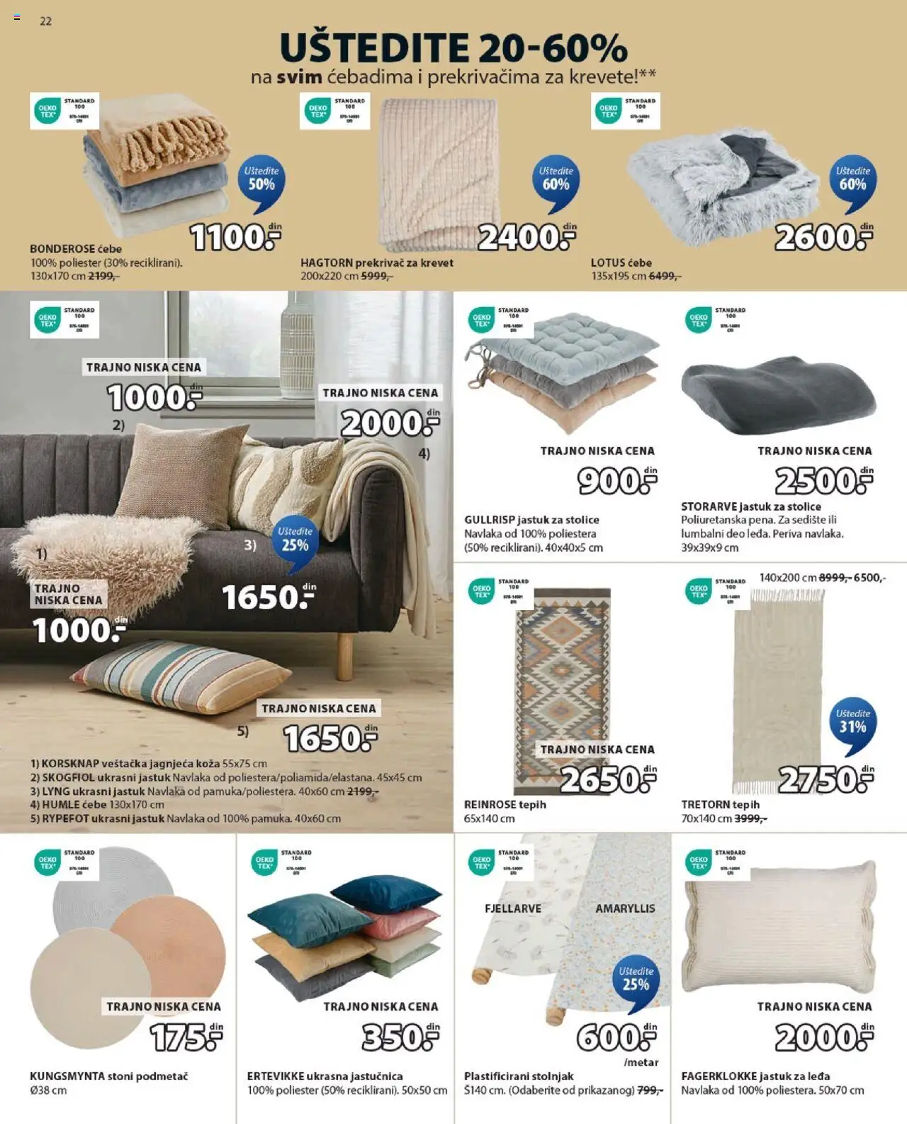 Jysk katalog - važi od 13.08.2025 | Strana: 22 | Proizvode: Krevet, Ćebe, Tepih, Stolnjak