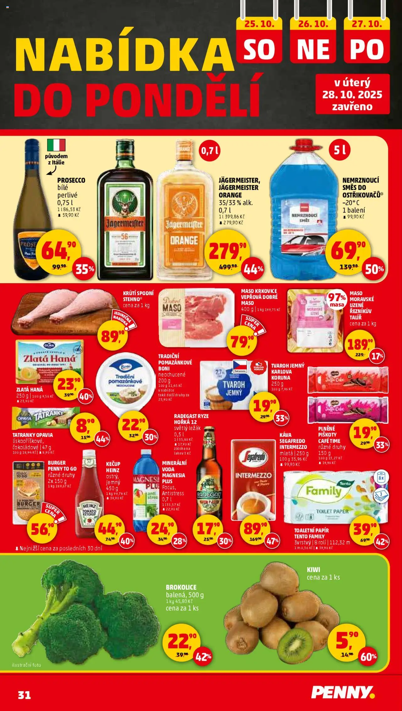 Penny Market leták - Čtvrtečník od 23.10.2025 | Strana: 31 | Produkty: Jägermeister, Rýže, Brokolice, Krkovice