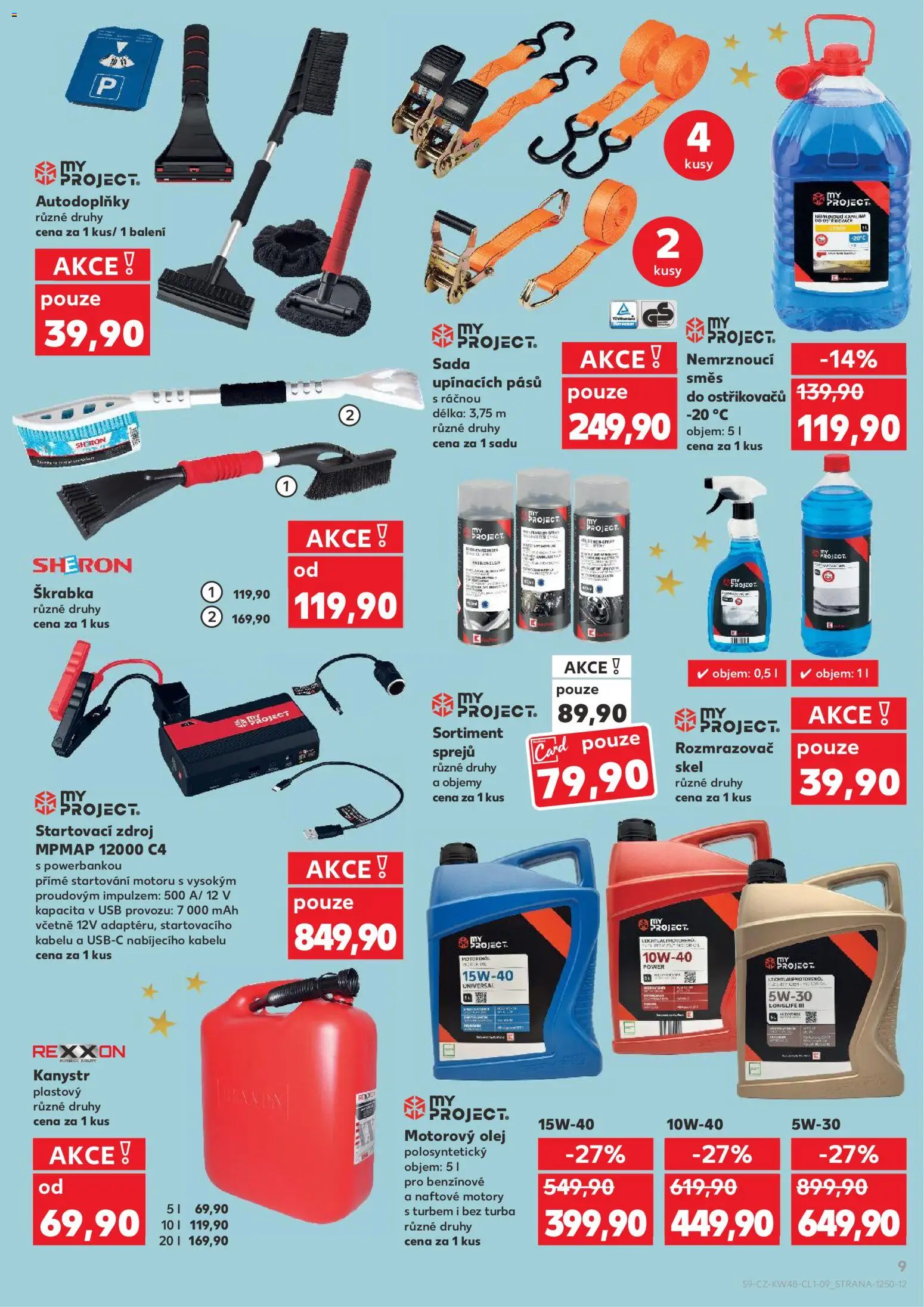 Kaufland leták - Ostrava od 26.11.2025 | Strana: 9 | Produkty: Nemrznoucí směs do ostřikovačů, Směs do ostřikovačů, Startovací zdroj, Motorový olej