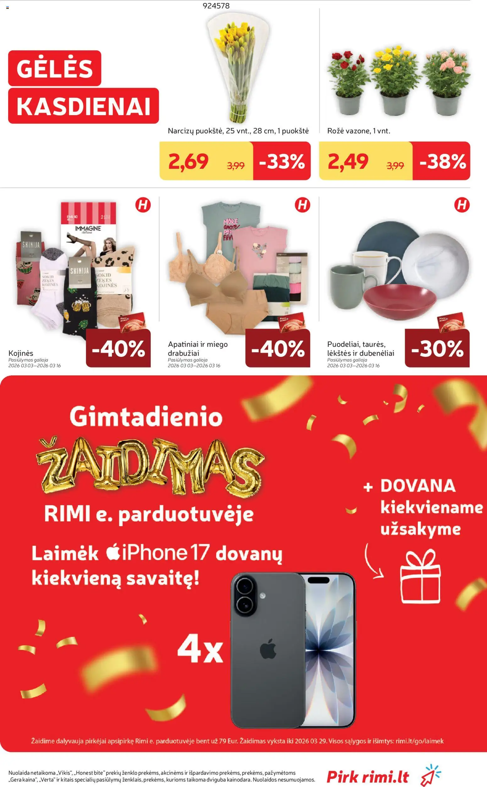 Rimi akcijos nuo 10.03.2026 | Puslapis: 41 | Prekių: Drabužiai, Žaidimas, Kojinės