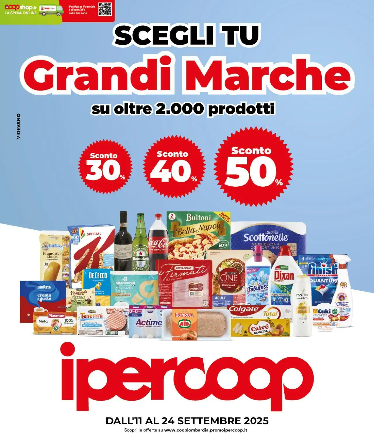 Volantino Ipercoop del 11.09.2025 | Pagina: 1 | Prodotti: Mozzarella, Prosciutto, Lavazza, Vaschette