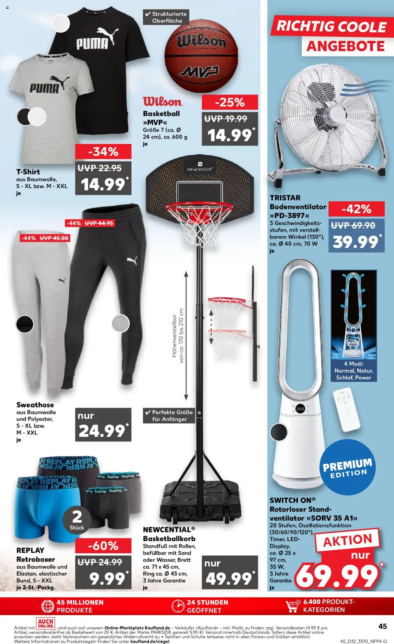 Kaufland prospekt Berlin	 - gültig ab dem 07.08.2025 | Seite: 45 | Produkte: Sweathose, Ventilator, T-Shirt, Basketball