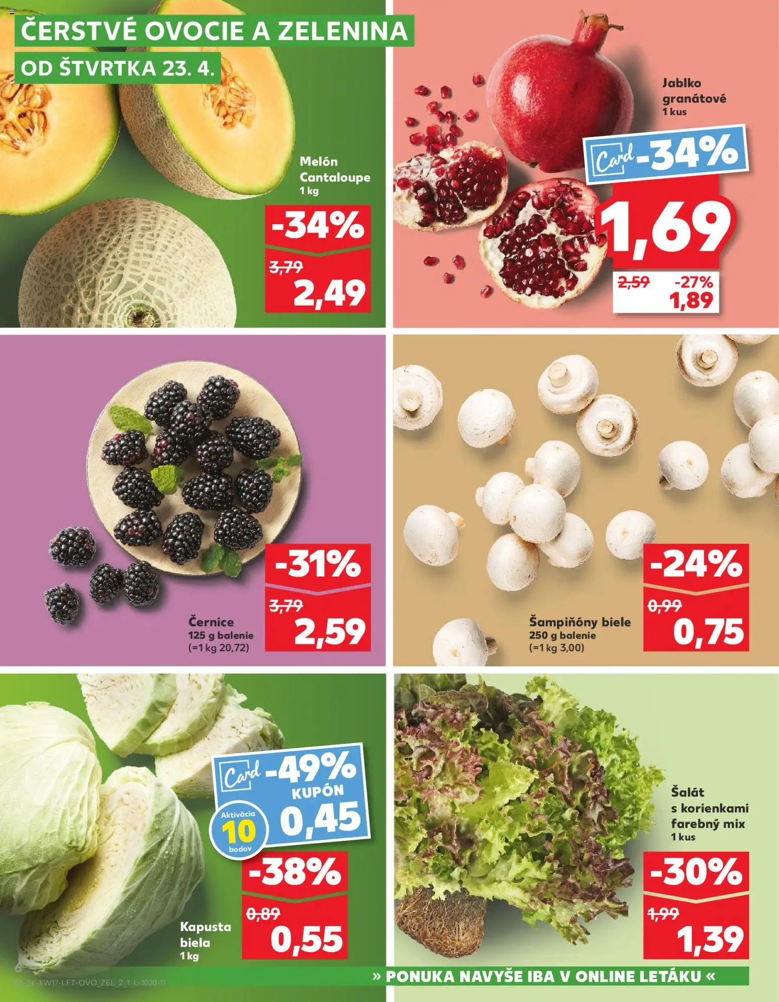 Nové Kaufland akcie – leták je platný od 23.04.2026 | Strana: 6 | Produkty: Kapusta, Kapusta biela, Šalát, Melón