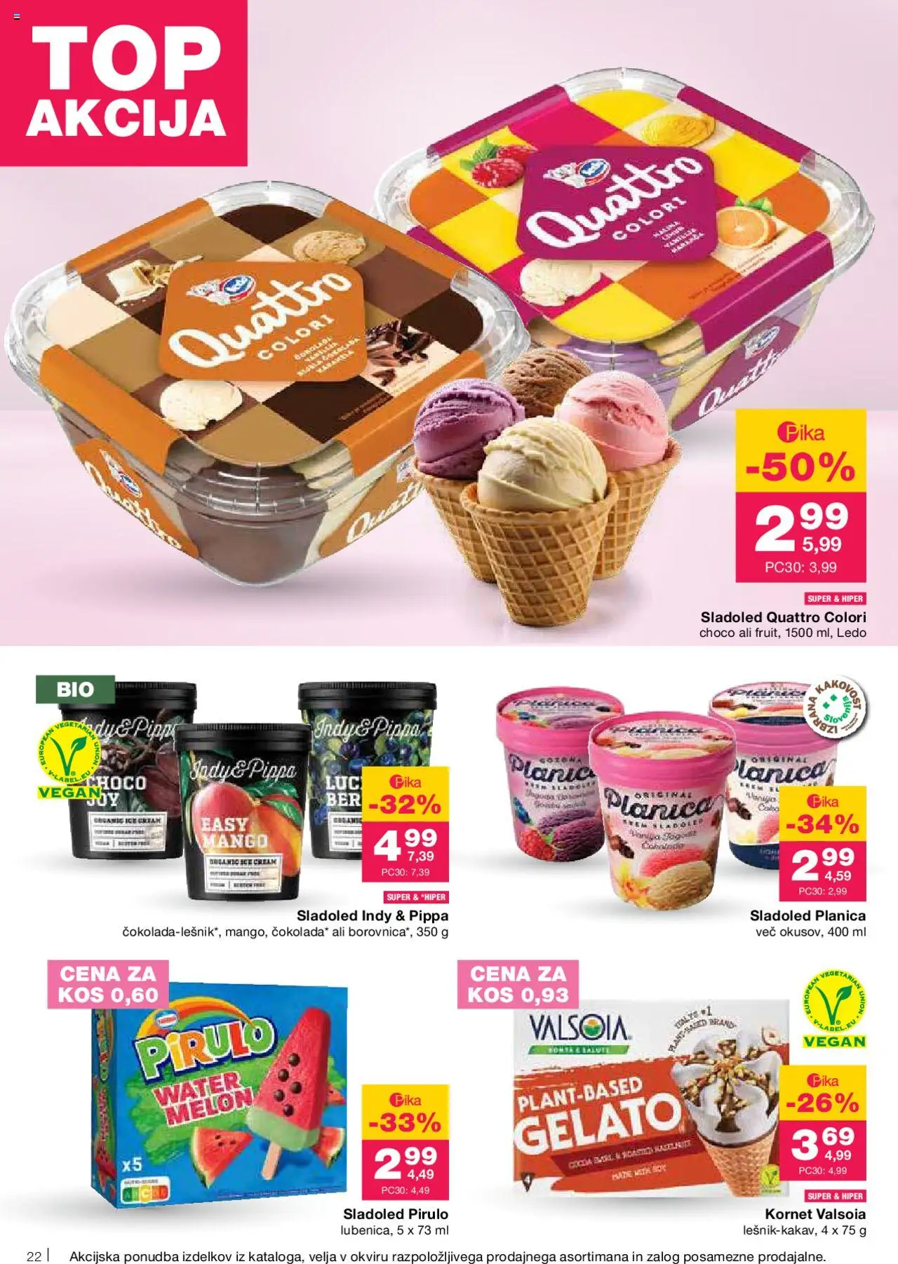 Mercator katalog │ velja od 21.08.2025 | Stran: 22 | Izdelki: Kos, Sladoled, Mango
