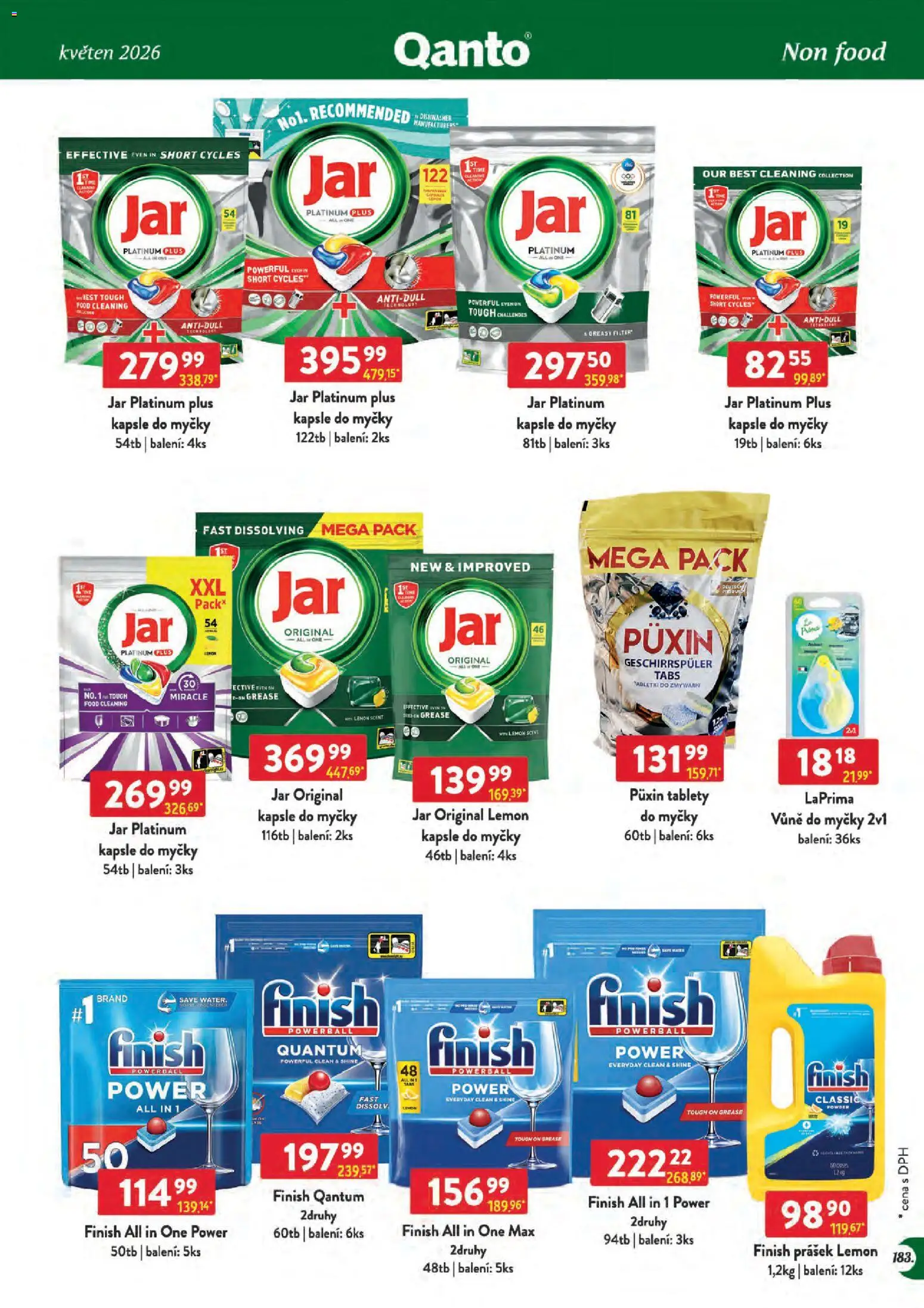 Astur & Qanto leták - Velkoobchod 05/2026 od 01.05.2026 | Strana: 183 | Produkty: Finish, Kapsle, Jar platinum plus, Jar platinum