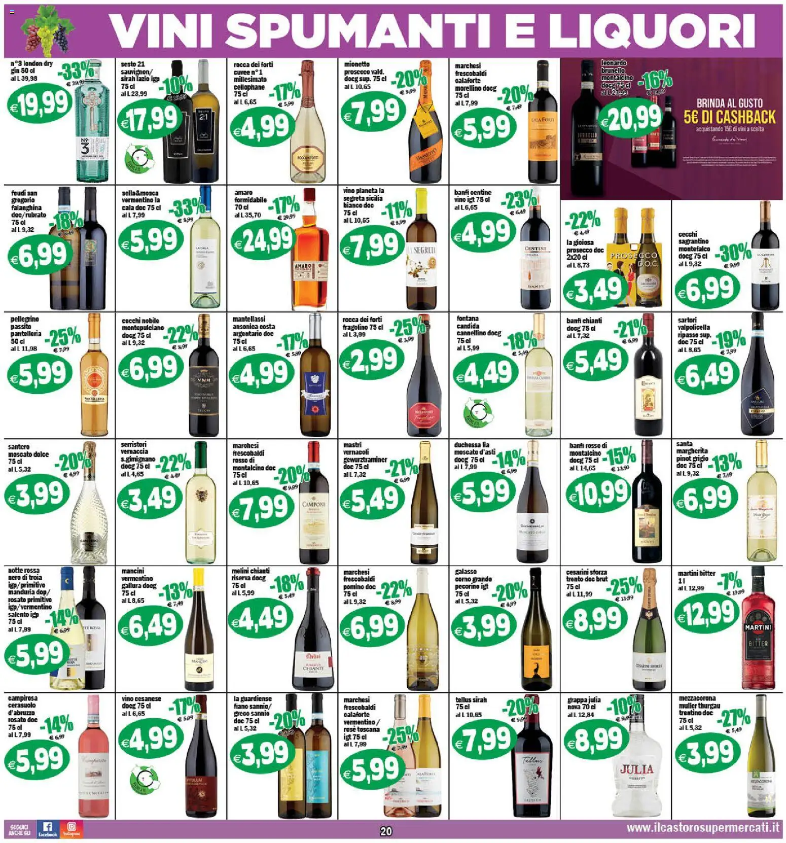 Volantino Il Castoro del 27.03.2026 | Pagina: 20 | Prodotti: Gin, Prosecco, Grappa, Amaro