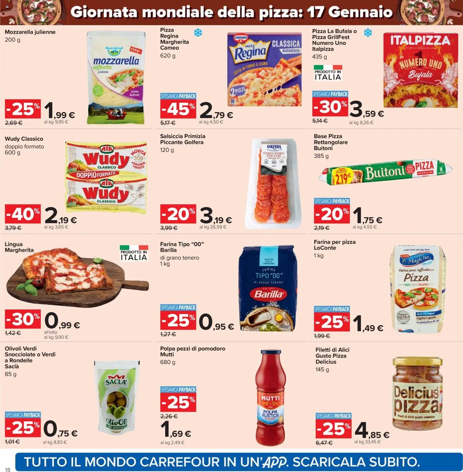 Volantino Carrefour del 15.01.2026 | Pagina: 18 | Prodotti: Pizza, Salsiccia, Mutti, Forno
