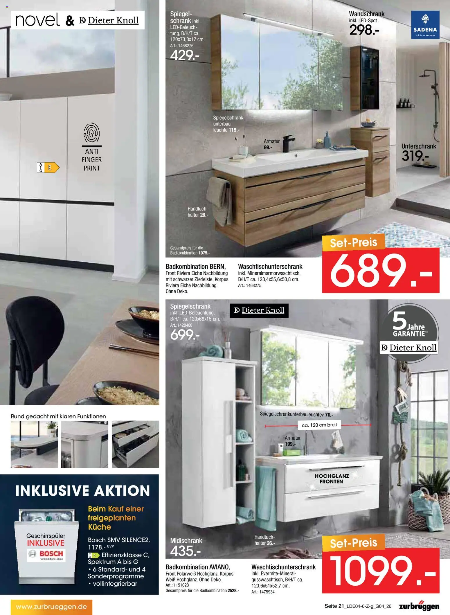 Zurbrüggen Italienische Wochen – gültig ab 11.04.2026 | Seite: 47 | Produkte: Spiegel, Küche, Armatur, Unterschrank