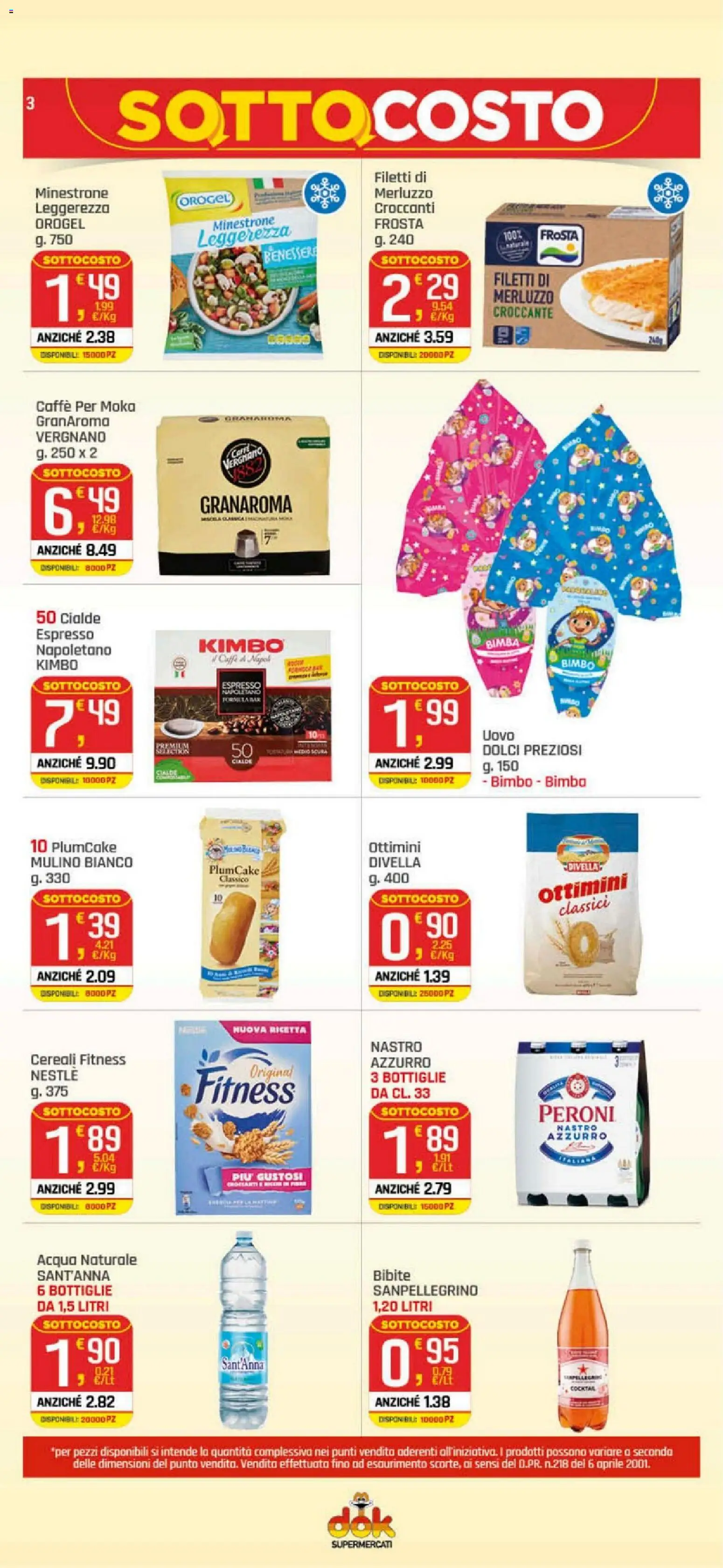 Volantino DOK del 19.03.2026 | Pagina: 3 | Prodotti: Merluzzo, Cereali, Acqua naturale, Bibite