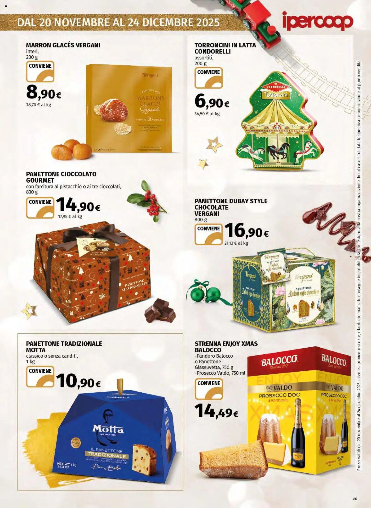 Volantino Ipercoop del 20.11.2025 | Pagina: 55 | Prodotti: Cioccolato, Prosecco, Pandoro, Torroncini