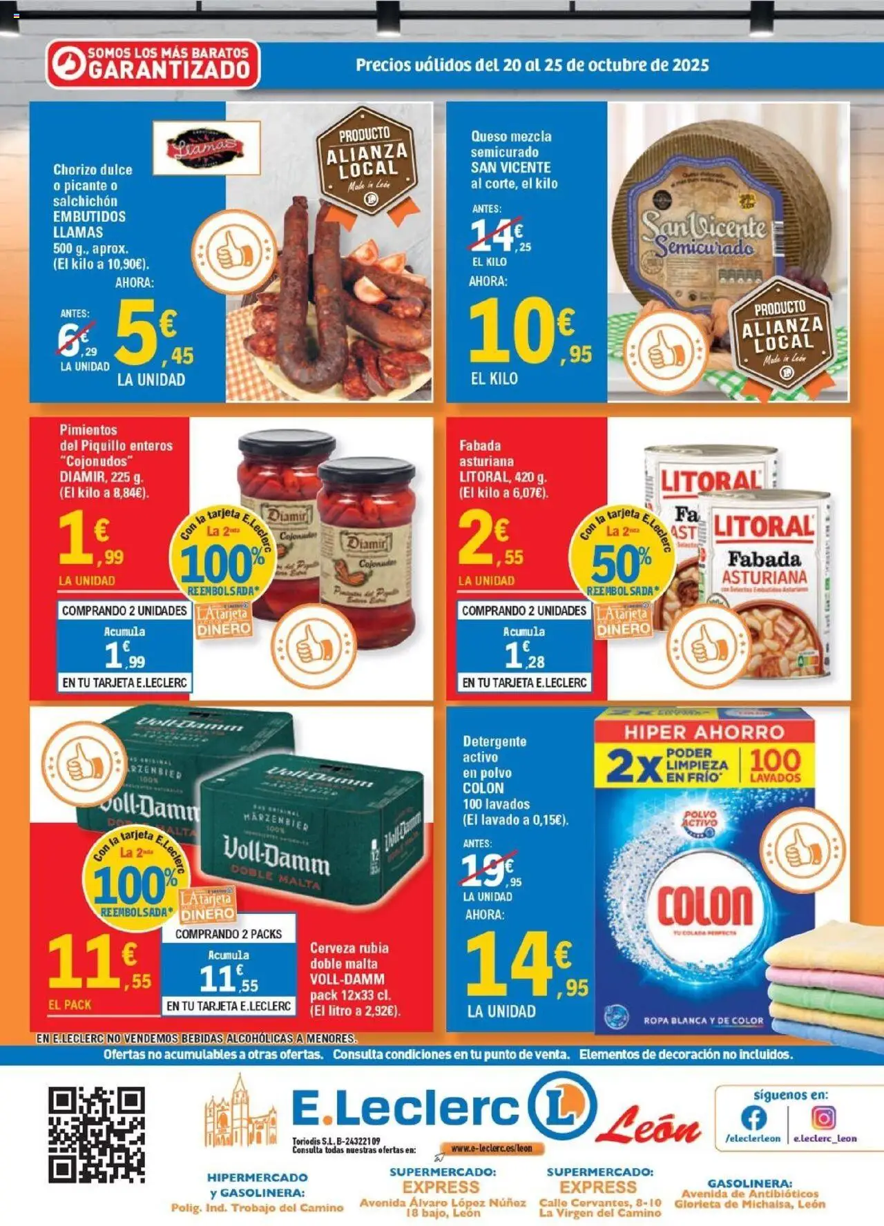 E.Leclerc folleto │ válido desde el 20.10.2025 | Página: 2 | Productos: Polvo, Detergente, Queso, Ropa