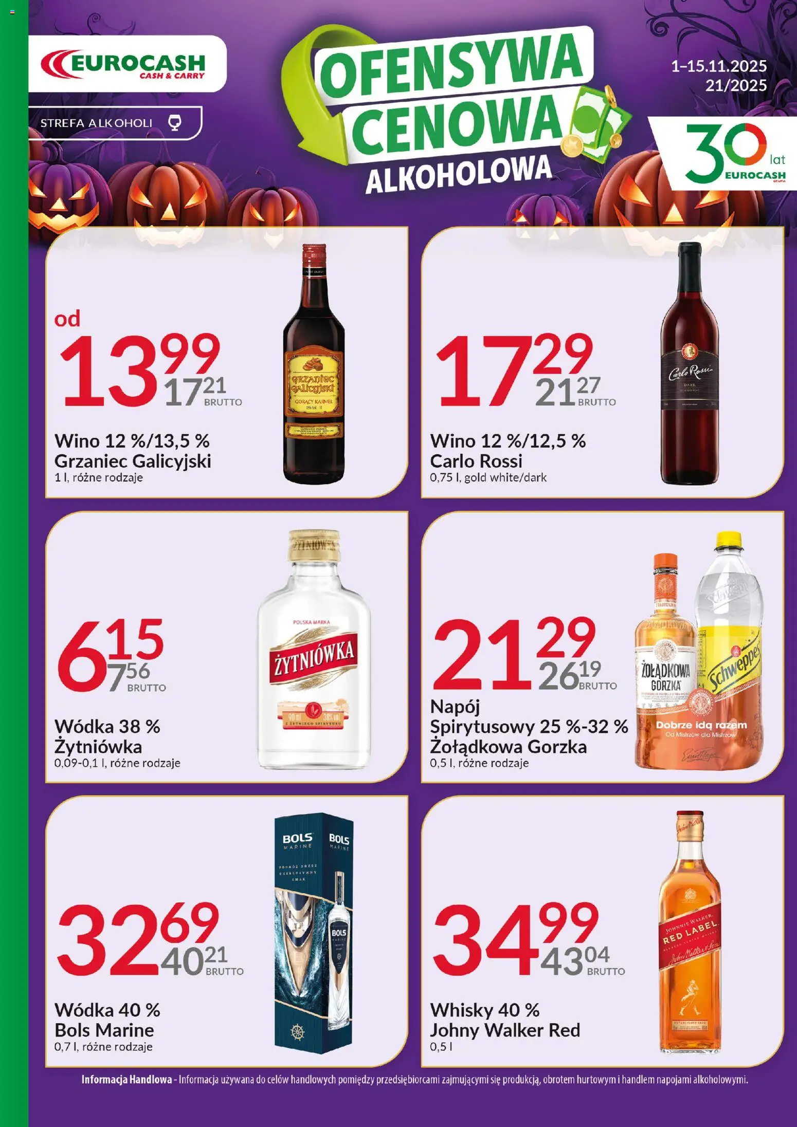 Eurocash Gazetka - Ofensywa Alkoholowa od 01.11.2025 | Strona: 2 | Produkty: Grzaniec galicyjski, Red label, Whisky, Carlo Rossi