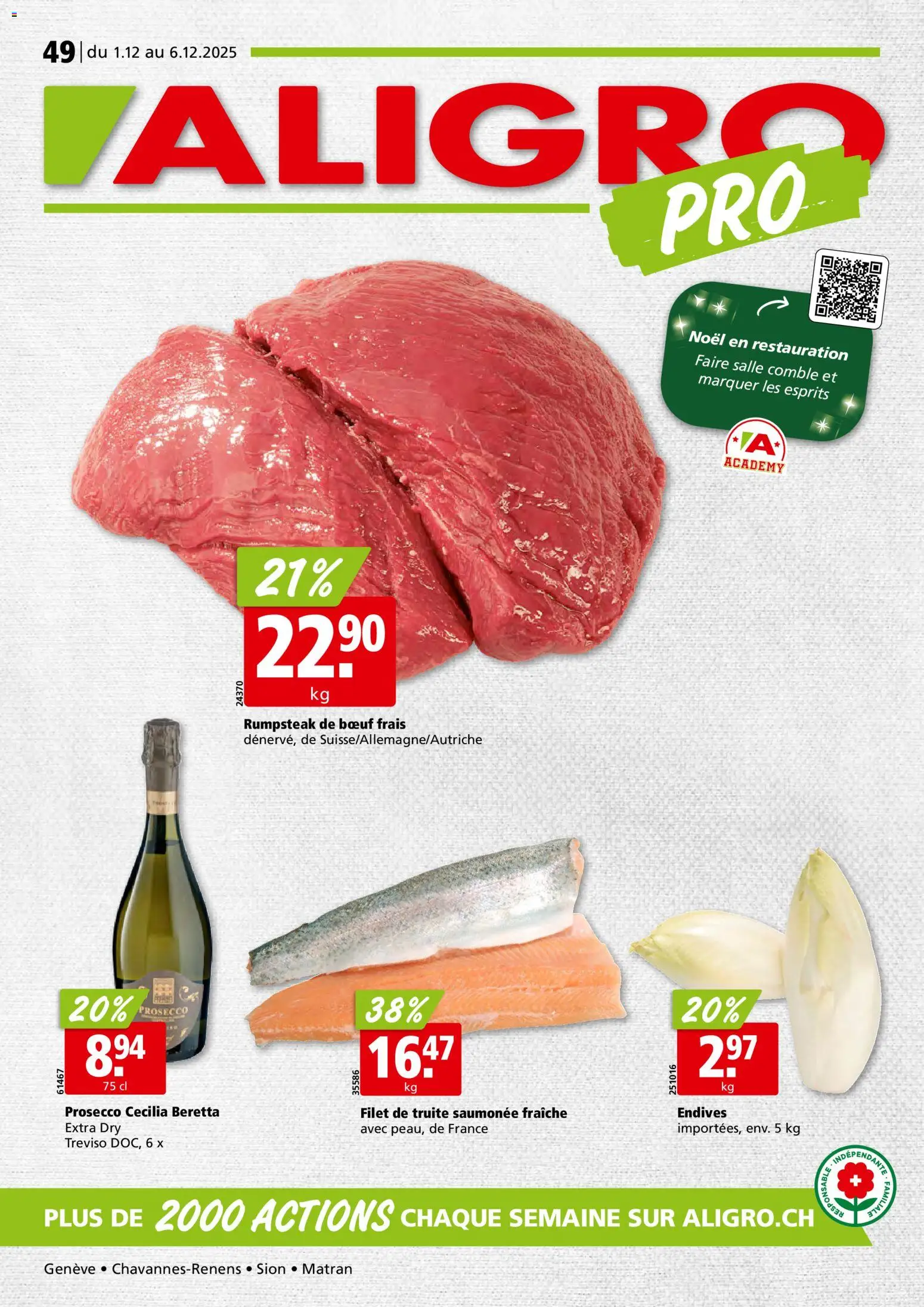 Aligro Aktionen Chavannes, Matran, Genève, Sion – gültig ab 01.12.2025 | Seite: 1