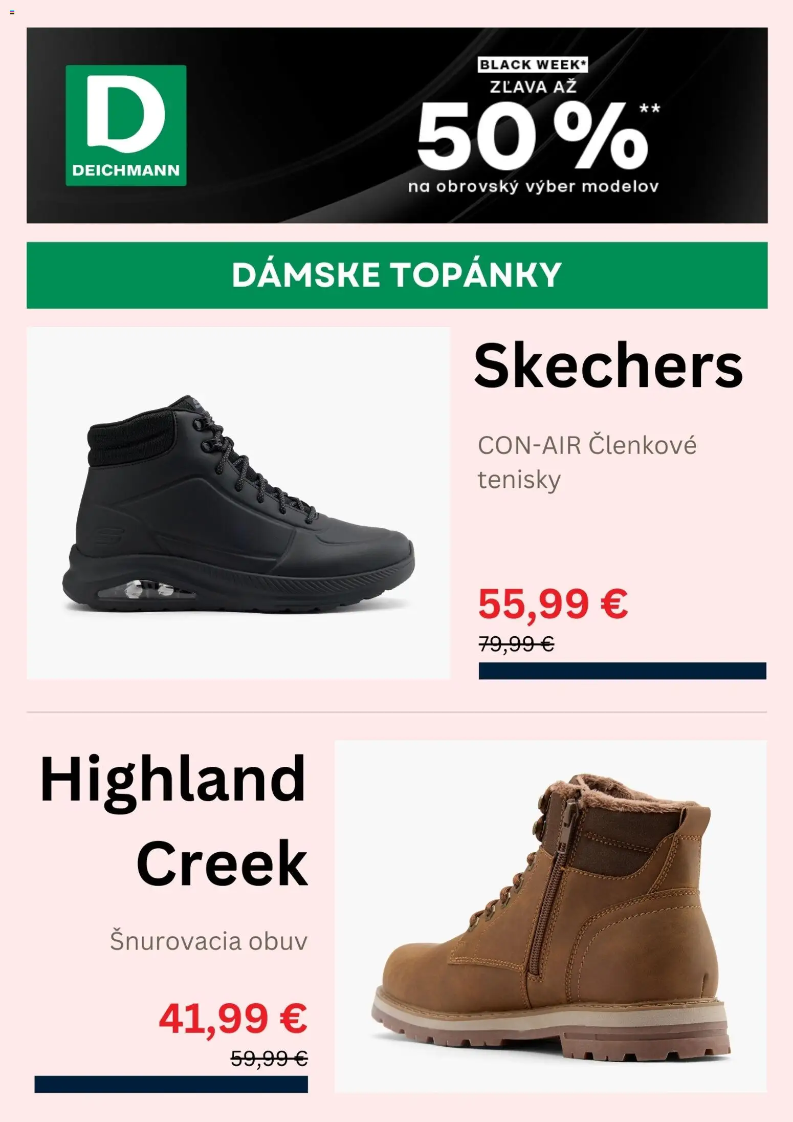 Nové Deichmann akcie – leták je platný od 24.11.2025 | Strana: 2 | Produkty: Tenisky, Topánky