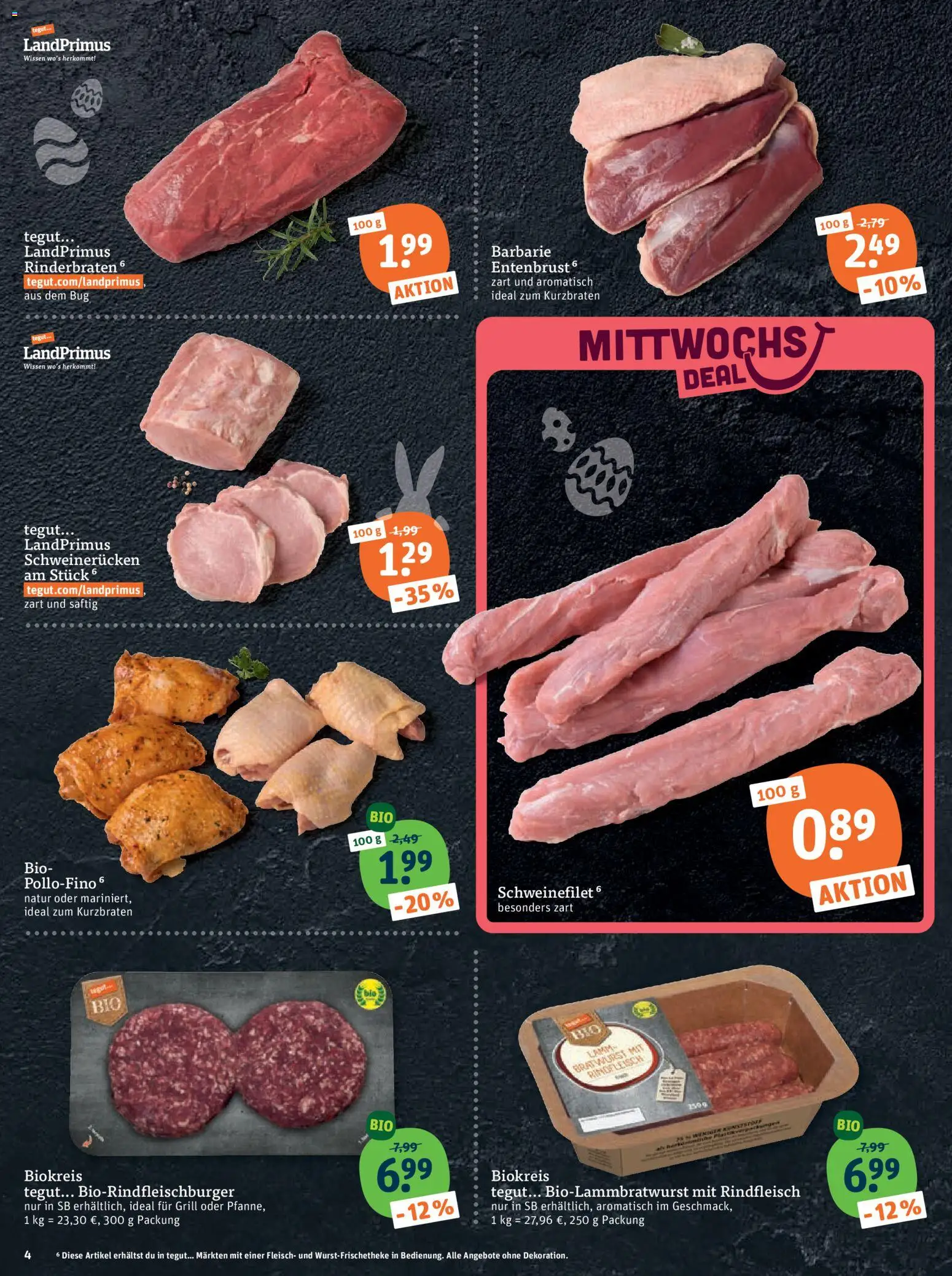 Tegut Prospekt 	 – gültig ab 30.03.2026 | Seite: 6 | Produkte: Rinderbraten, Bratwurst, Rindfleisch, Fleisch