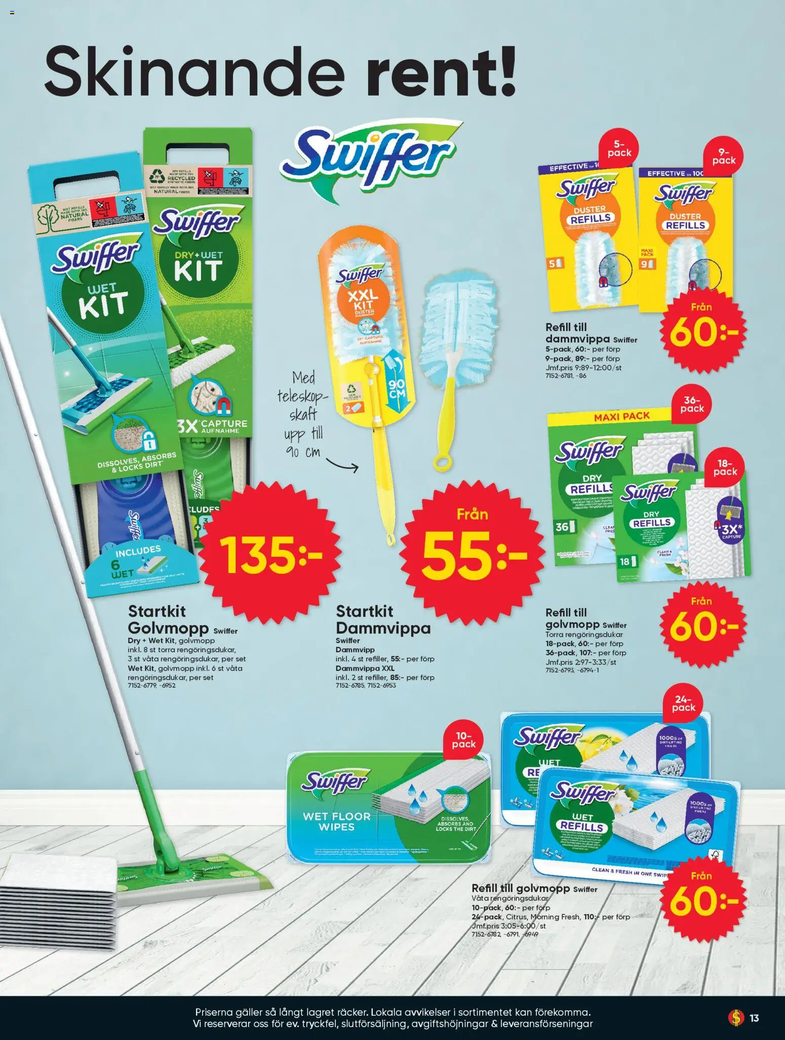 Dollar Store reklamblad aktuell från 20.04.2026 | Sida: 13 | Produkter: Galler, Set, Dammvippa, Golvmopp