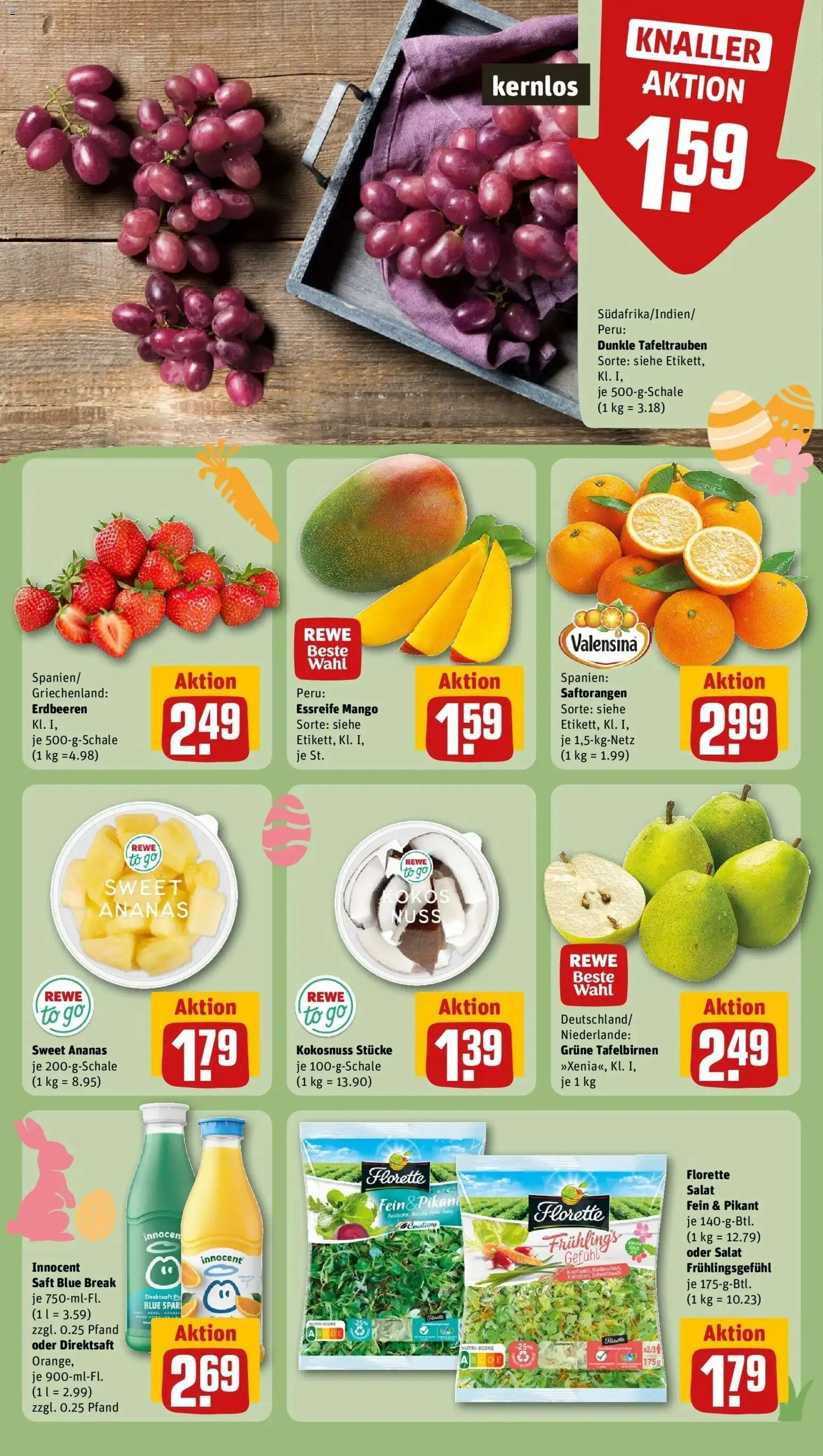 Rewe Prospekt Halle (Saale)	 – gültig ab 30.03.2026 | Seite: 10 | Produkte: Rucola, Mango, Saft, Erdbeeren