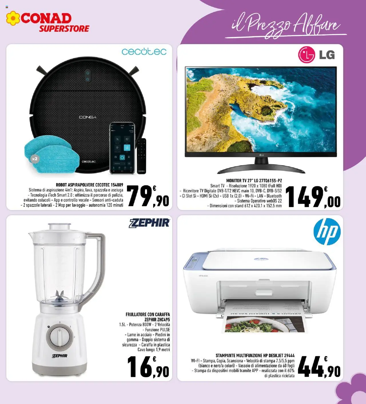 Volantino Conad del 27.08.2025 | Pagina: 29 | Prodotti: Caraffa, Frullatore, smart TV, Aspirapolvere